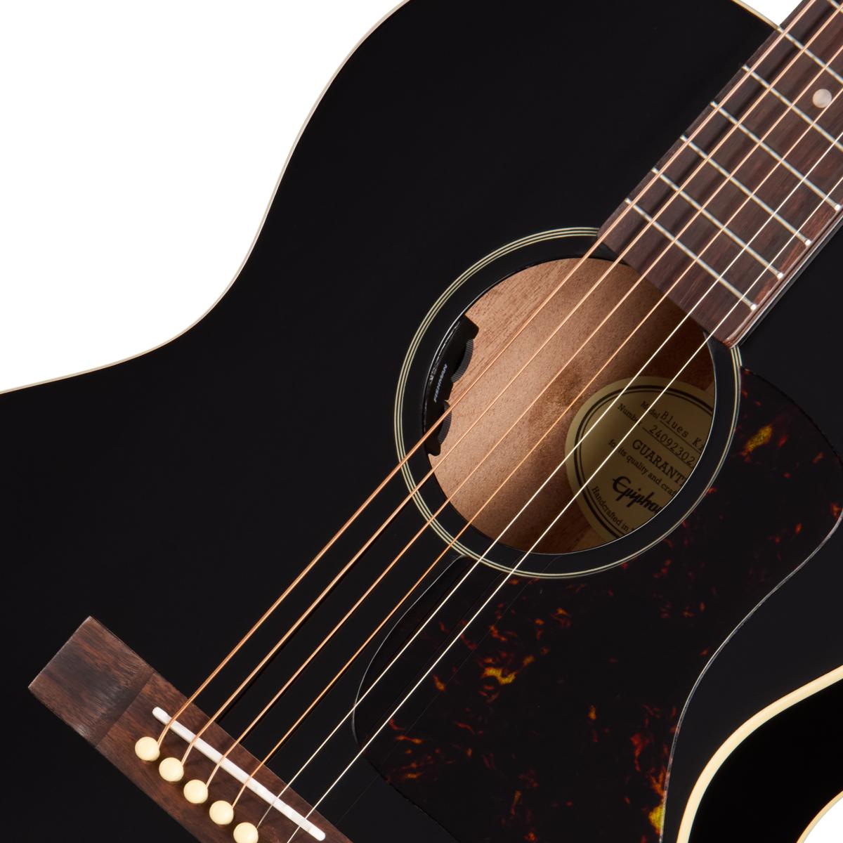 Epiphone Blues King Studio Electro Acoustic Guitar in Ebony - EASBKEBNH1_7_SoundHole-1200x1200-28e5ebb.jpg