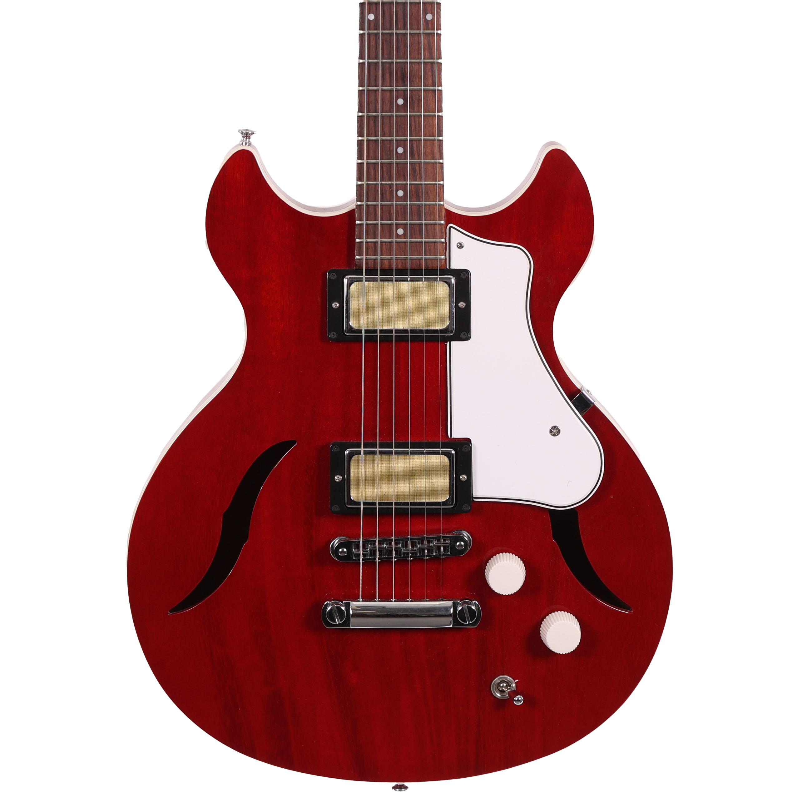 Second Hand Harmony Comet Semi-Hollow Electric Guitar in Trans Red 449 - SH-241-5449 (2).jpg