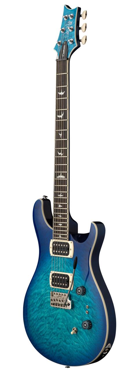 PRS SE Custom 24-08 Quilt Electric Guitar in Lake Blue (2026) - SE Custom 24-08 Quilt Lake Blue_3quarters.jpg