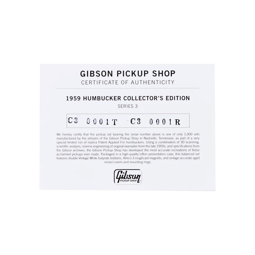Gibson Limited Edition Collectors Edition Series 3 1959 Humbuckers - Double Vintage White with Aged Nickel Covers  - PU59S3DVWANC2-SET_Stamp_Insert.jpg