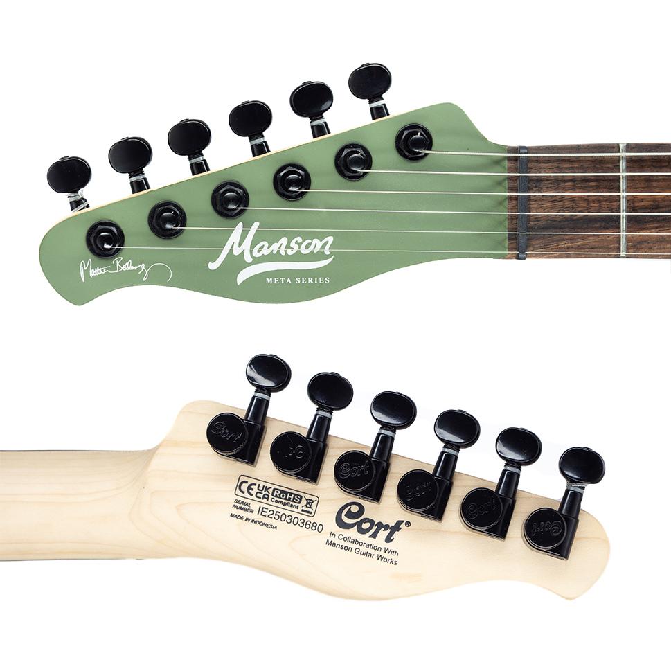 Manson Meta Series MBM-2H Matt Bellamy Signature Left Handed Electric Guitar in Satin Olive Green - MBM-2H-B-LHSOG-Headstock.jpg