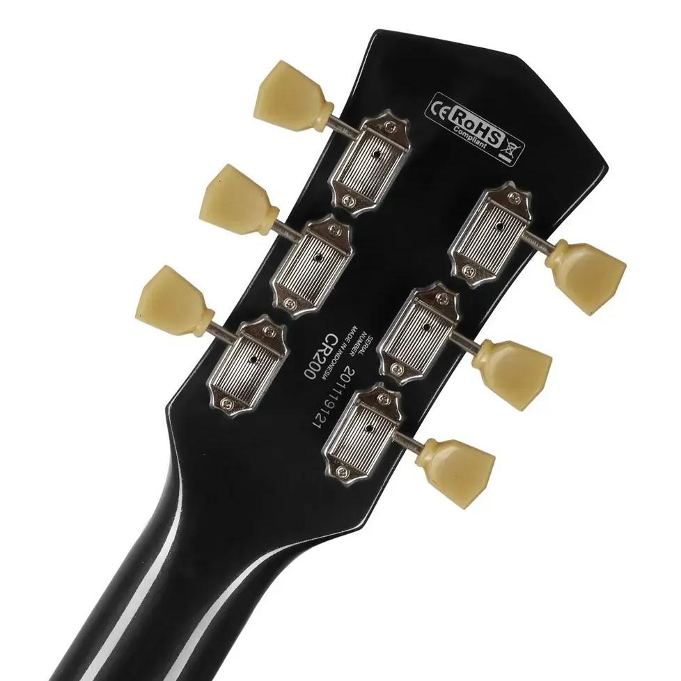 Cort CR200 Classic Rock Series Electric Guitar in Black - CR200-BK-Headstock-Back.jpg