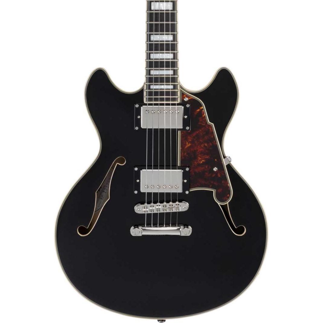 D’Angelico Premier Mini DC Semi-Hollow Electric Guitar in Solid Black - DAPMDCSBKNS-Body.jpg