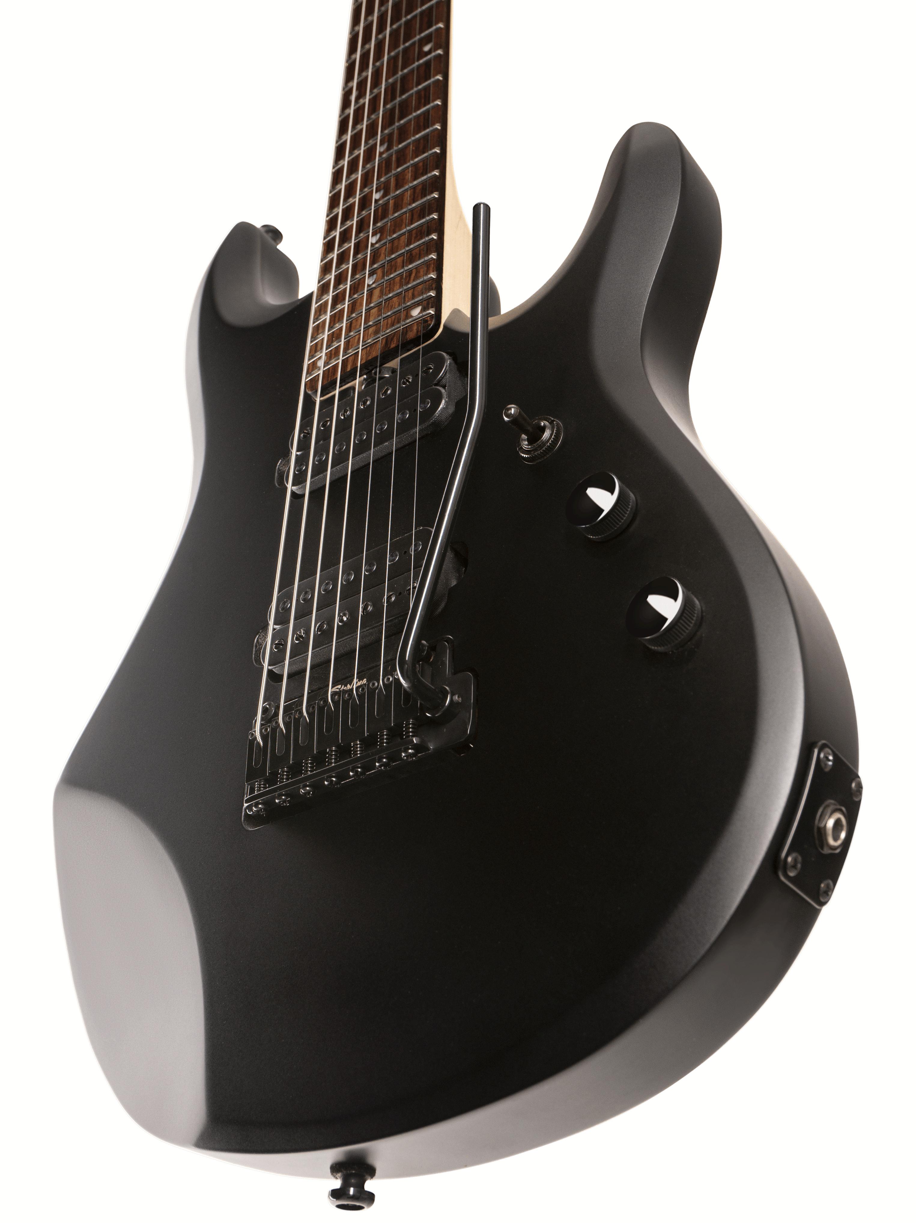 Sterling by Music Man JP70 John Petrucci Signature 7-String Electric Guitar in Stealth Black - JP70NBSBK-Body-Angle.jpg