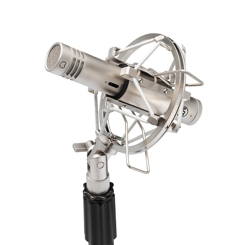 Warm Audio WA-84 Small Diaphragm Condensor Microphone in Nickel - 319523-WA-84-Single-Nickel-Shockmount-72-DPI.jpg