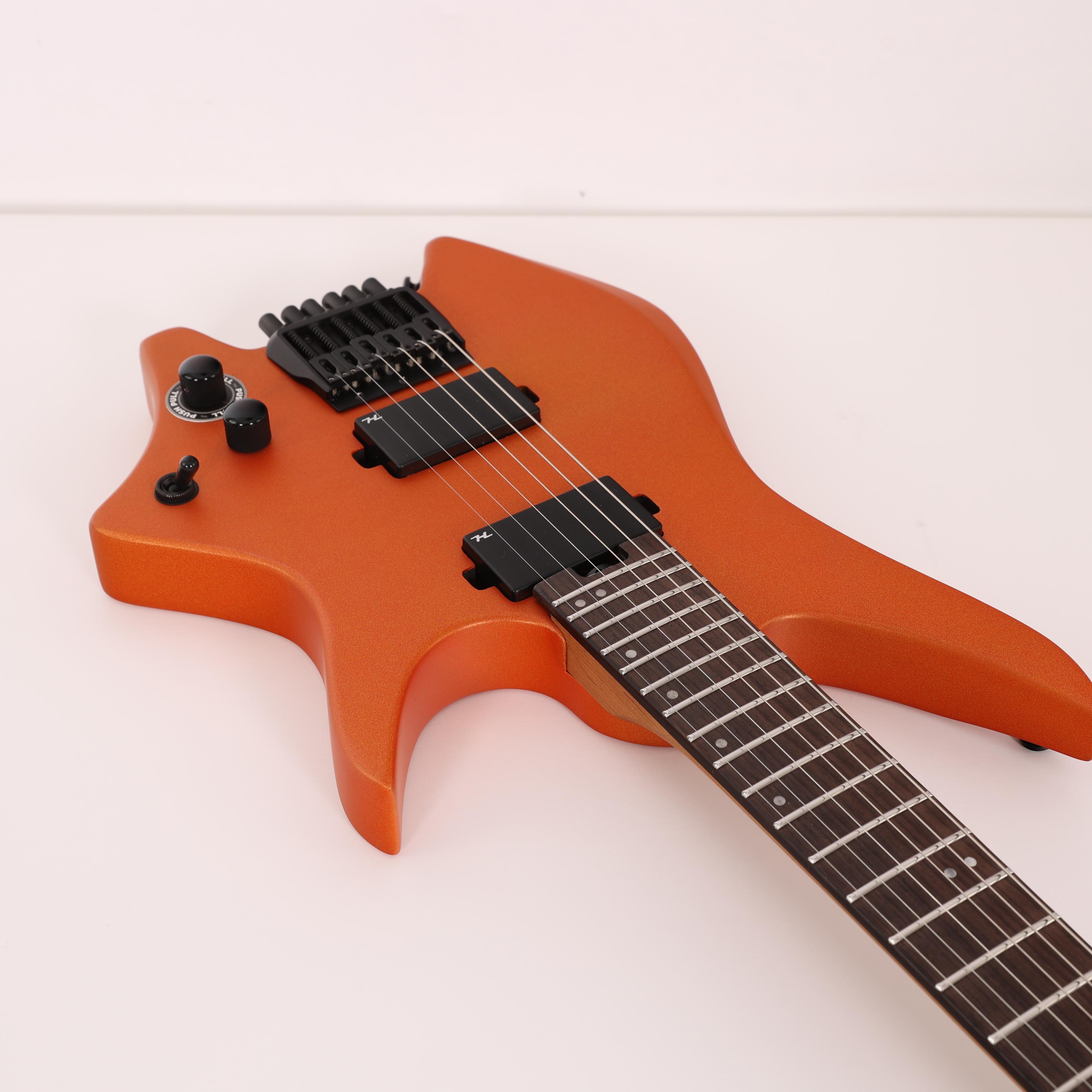 B Stock : Hils HN3 Headless Guitar in Satin Metallic Coral Orange 0 Finish crack by nck-heel join 002 - B-HN3SMCO-0002 (11).jpg