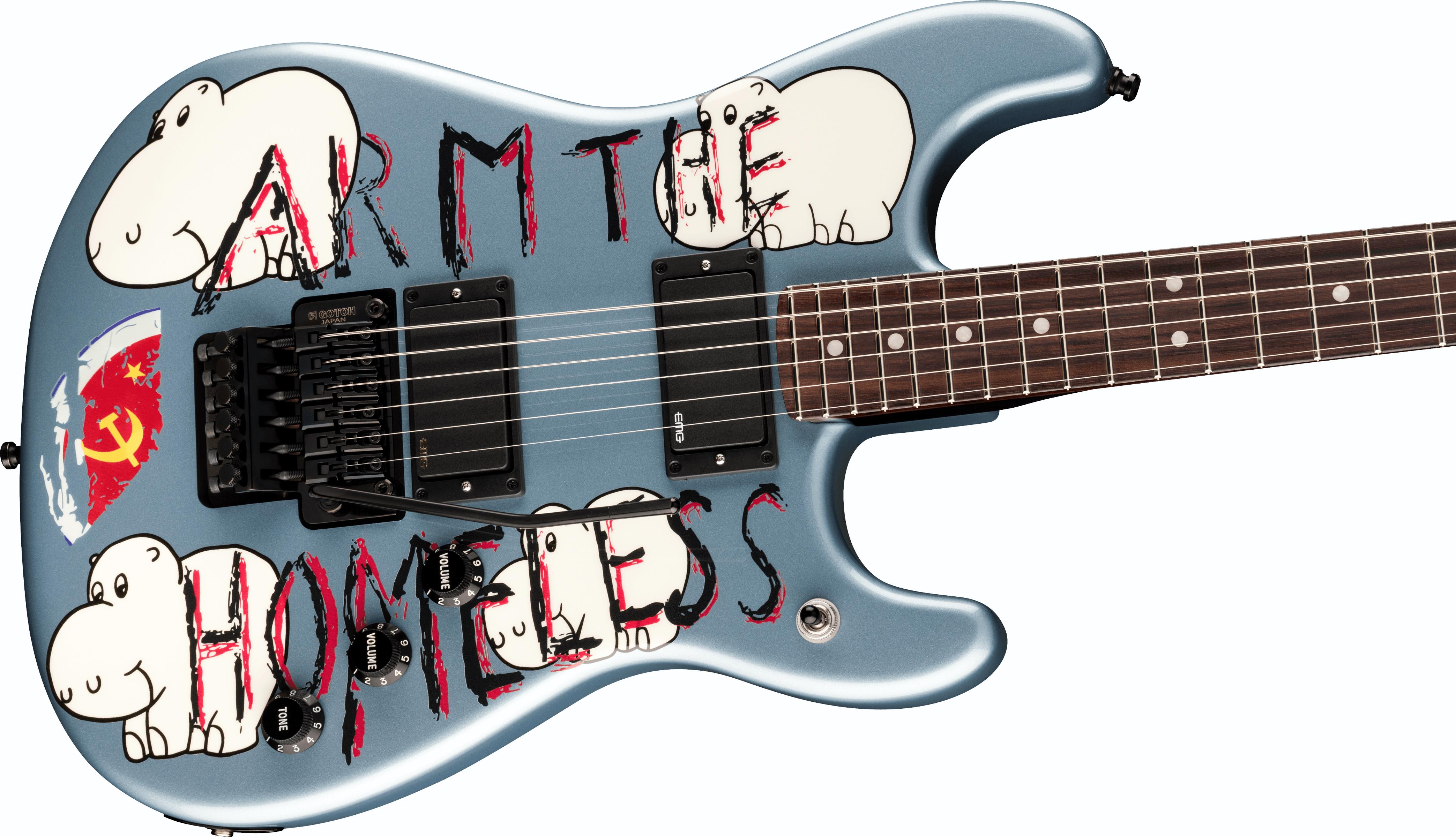 Fender Tom Morello Signature "Arm The Homeless" Electric Guitar in Blue Ice Metallic - 0140360783-Angle.jpg