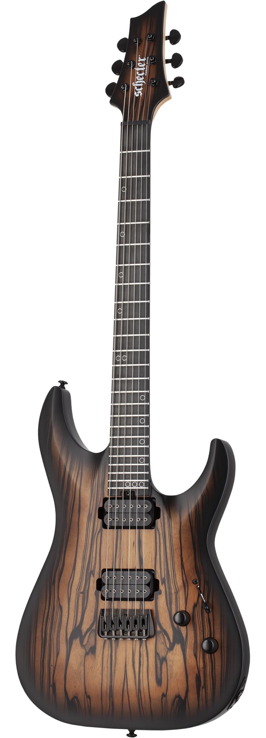 Schecter C-1 Pale Moon Electric Guitar in Natural Satin Black Burst - SCH-GTR-692-Angle.jpg