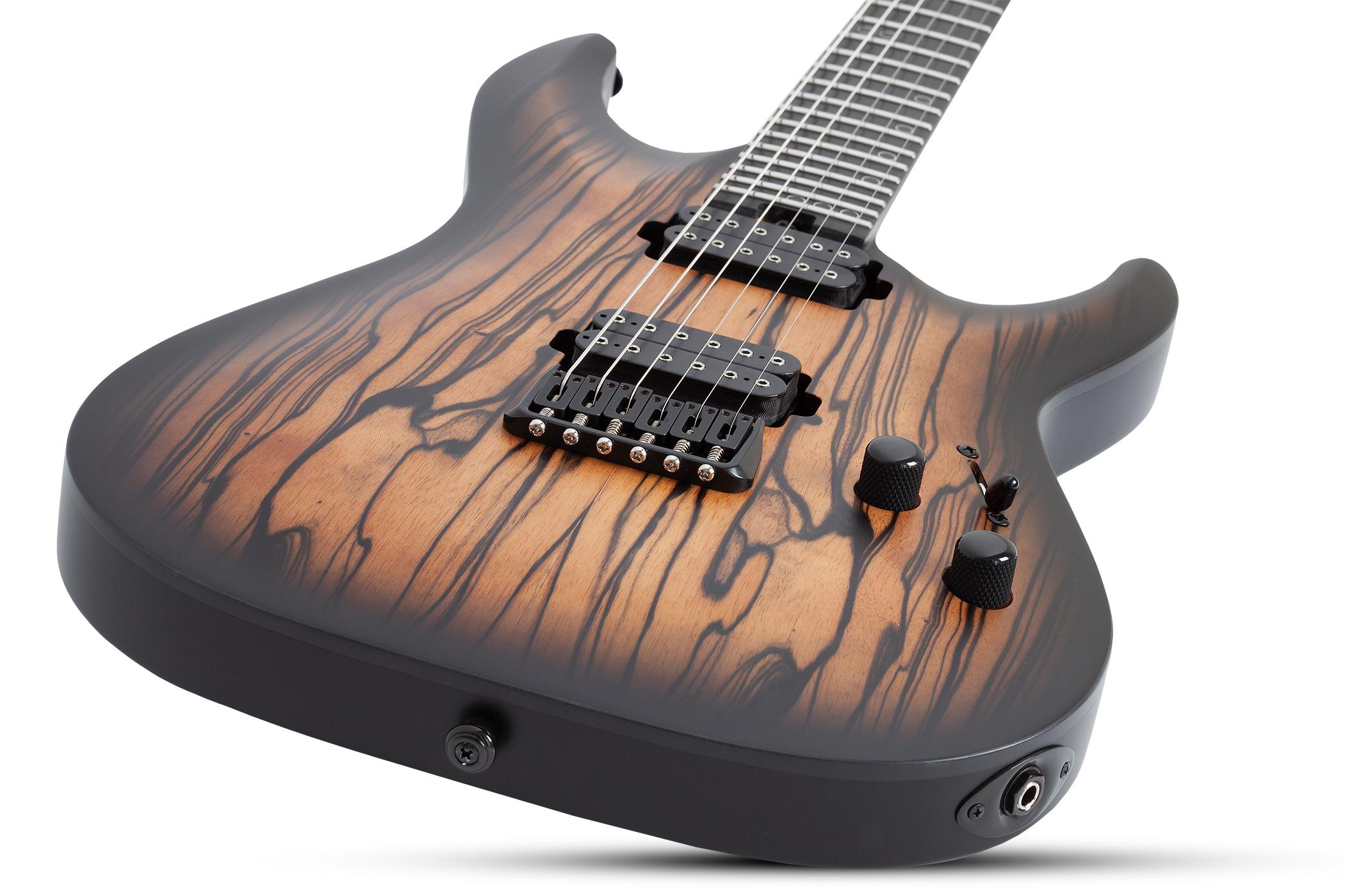 Schecter C-1 Pale Moon Electric Guitar in Natural Satin Black Burst - SCH-GTR-692-Body-Angle.jpg