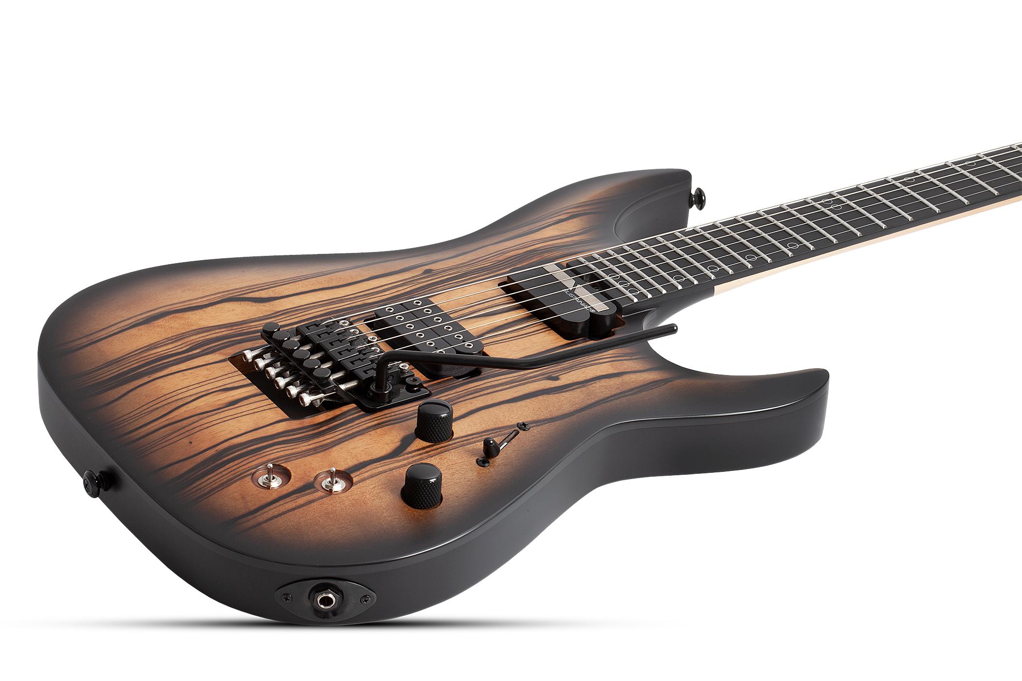 Schecter C-1 FR-S Pale Moon Electric Guitar in Natural Satin Black Burst - SCH-GTR-693-Body-Angle-2.jpg
