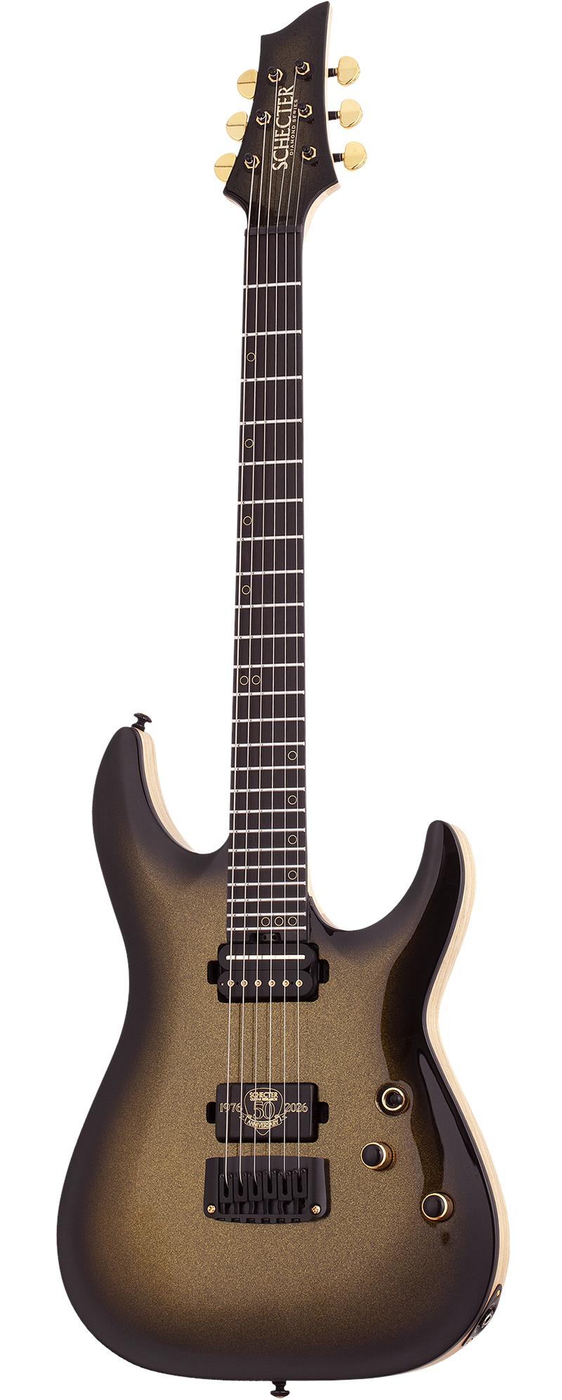 Schecter C-1 50th Anniversary Electric Guitar in Gold Burst - SCH-GTR-4135-Angle.jpg