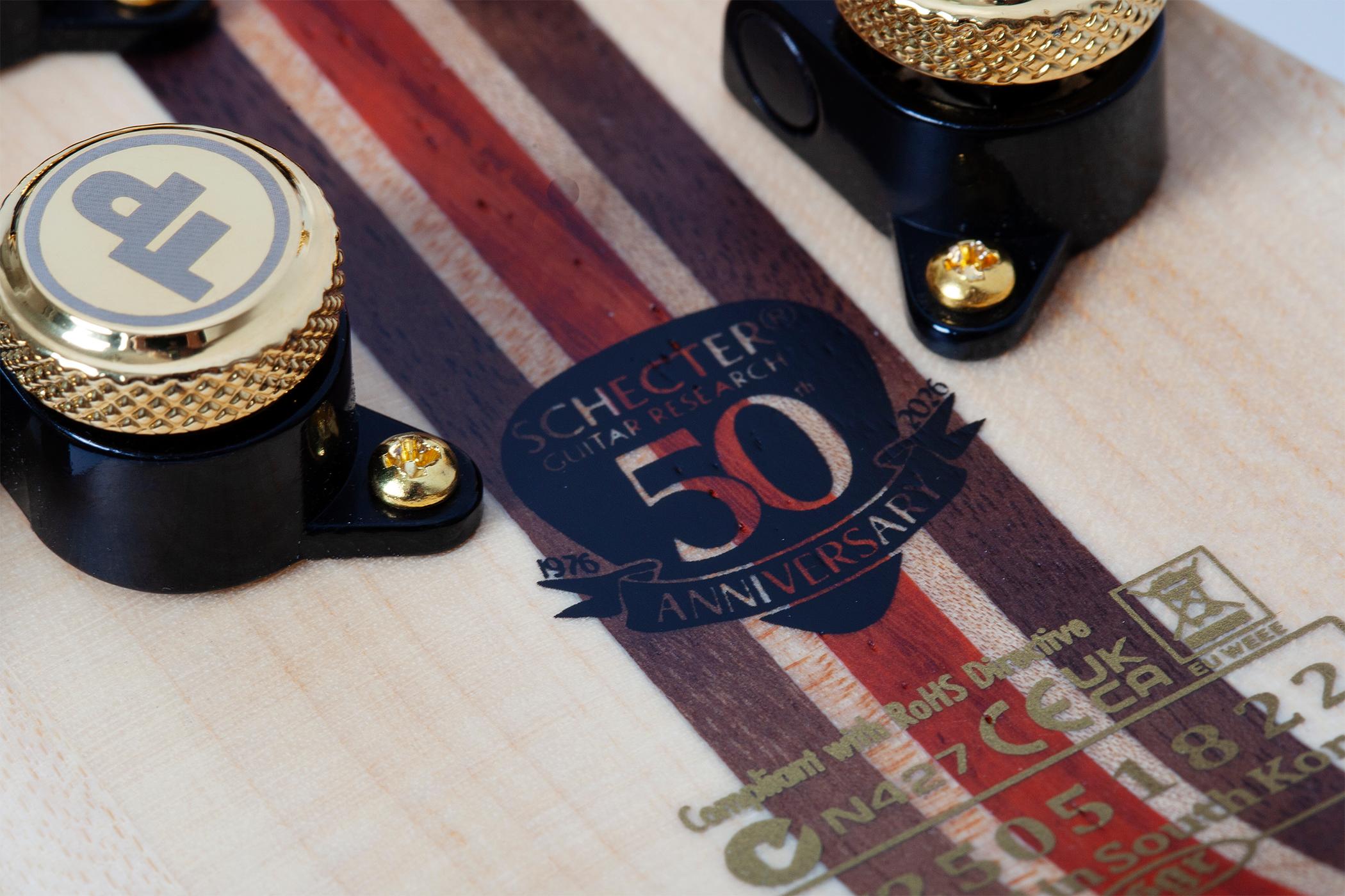 Schecter C-1 50th Anniversary Electric Guitar in Gold Burst - SCH-GTR-4135-50th-Anniversary-Logo.jpg