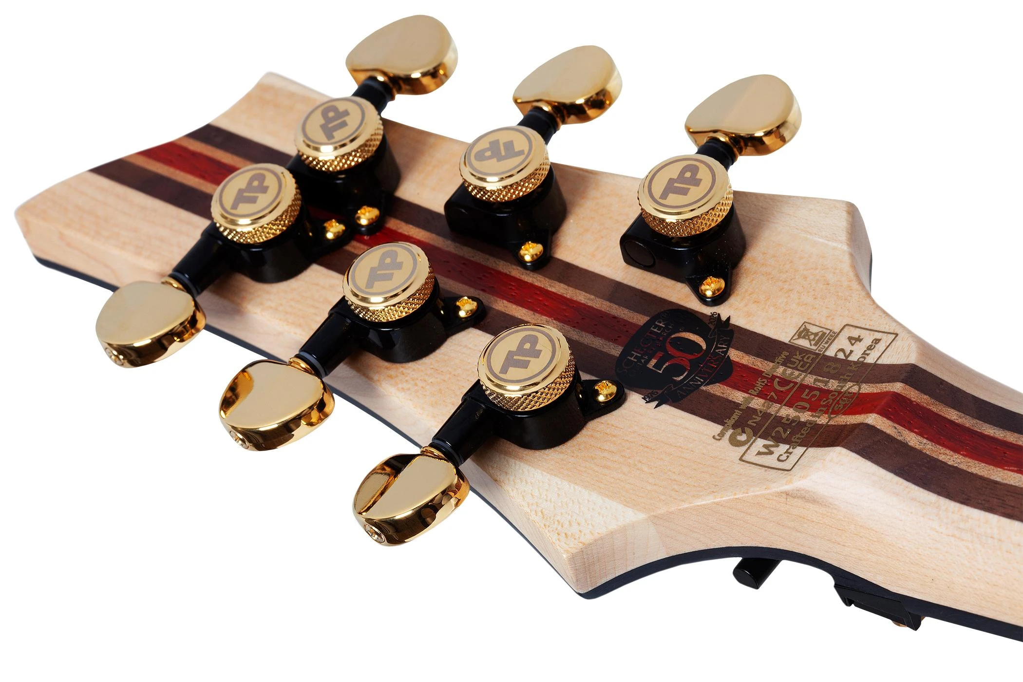 Schecter C-1 FR-S 50th Anniversary Electric Guitar in Gold Burst - SCH-GTR-4137-Headstock-Back.jpg