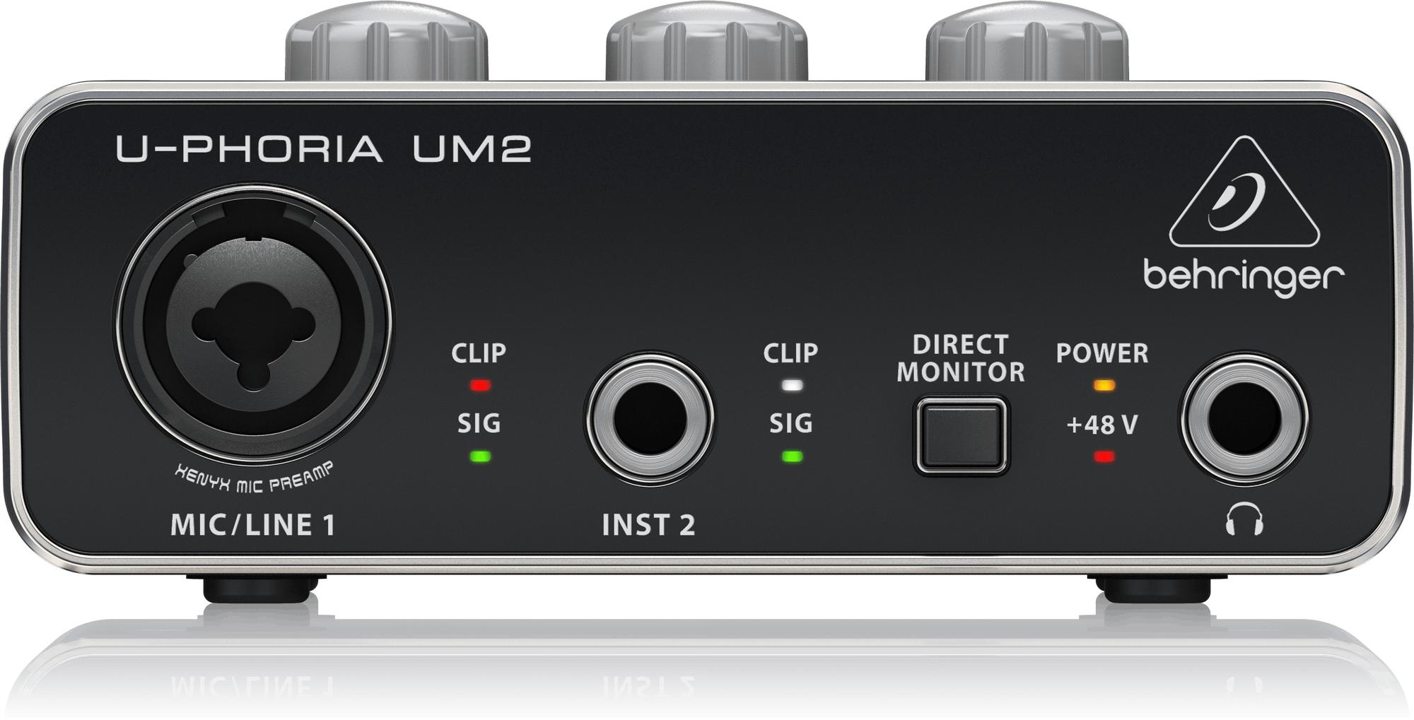 B Stock : Behringer U-Phoria UM2 Audiophile 2x2 USB Audio Interface with XENYX Mic Preamplifier 004 - 433286-UM2_P0AVV_Front_XL.jpg