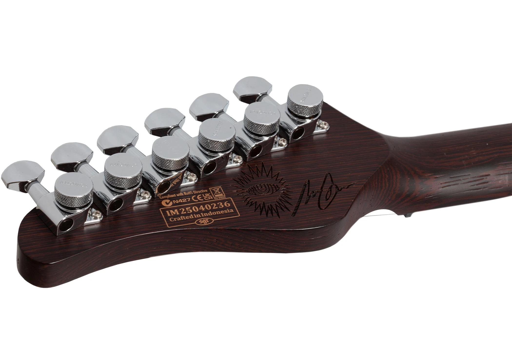 Schecter Nick Johnston Signature Traditional HH Electric Guitar in Atomic Mercury - SCH-GTR-1158-Headstock-Back.jpg