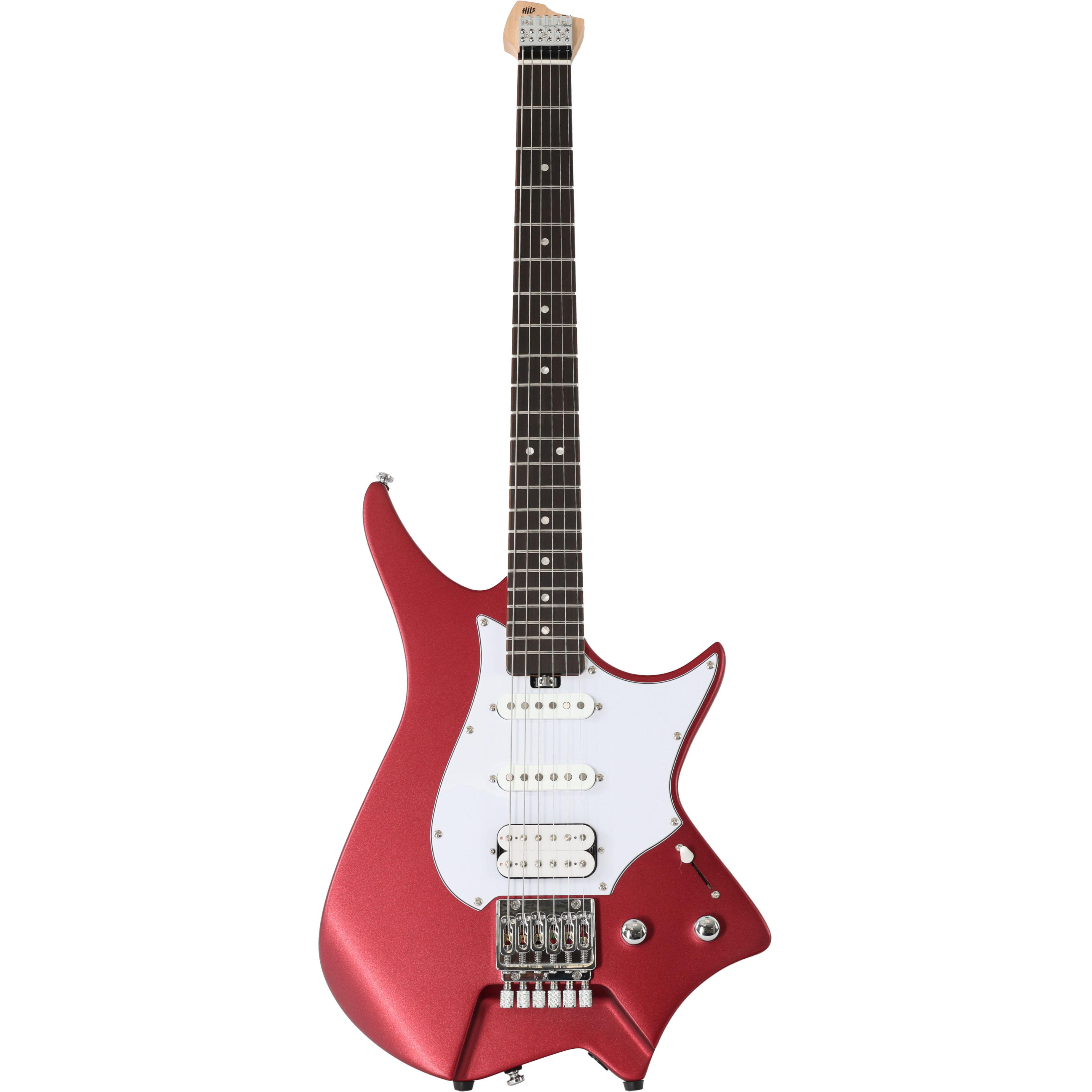 HILS HNS1 S-Style Headless Electric Guitar in Satin Ruby Red - HNS1RS-RR-Photo-Front.jpg
