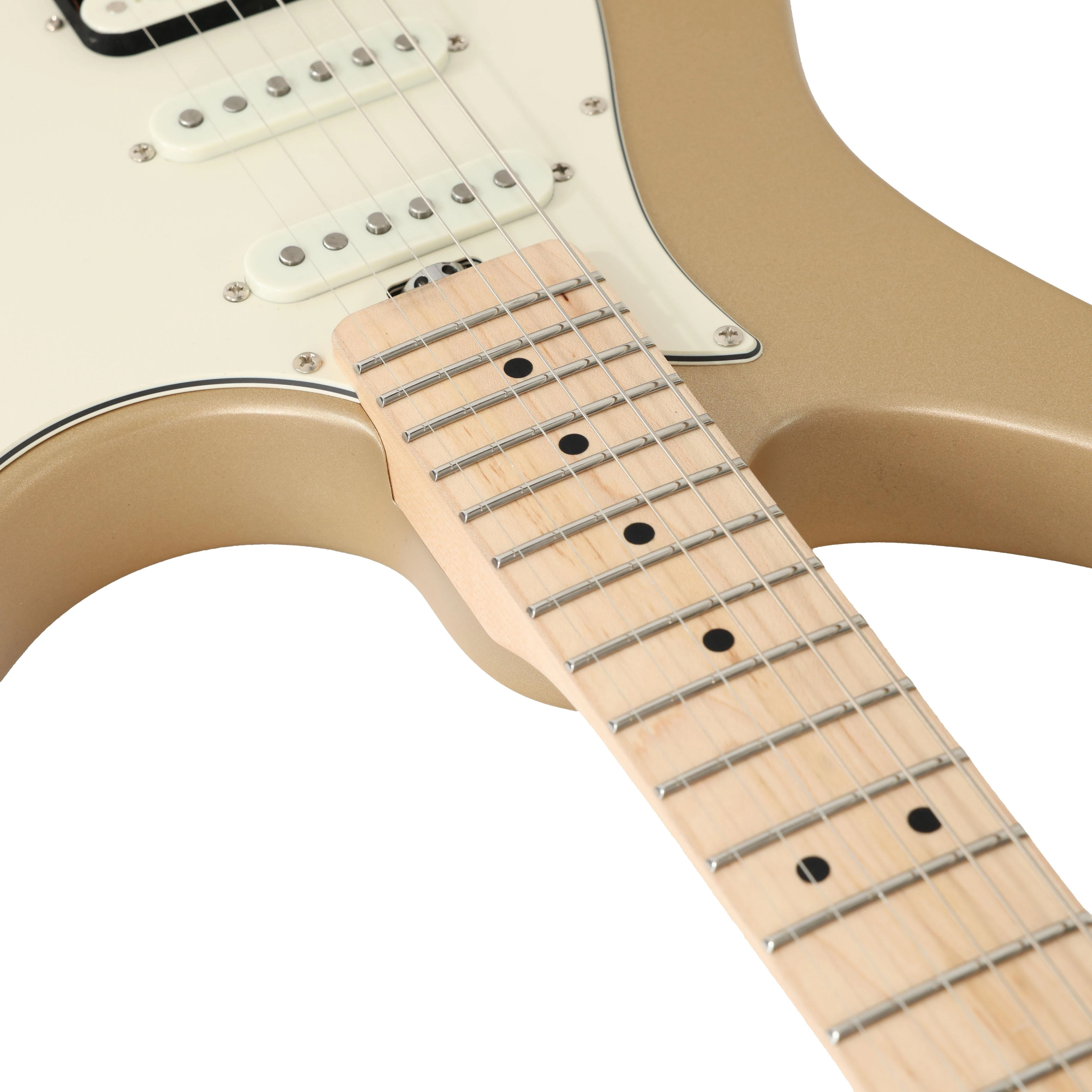 HILS HNS1 S-Style Headless Electric Guitar in Satin Summer Sand - HNS1MS-SS-Photo-Neck-Point.jpg