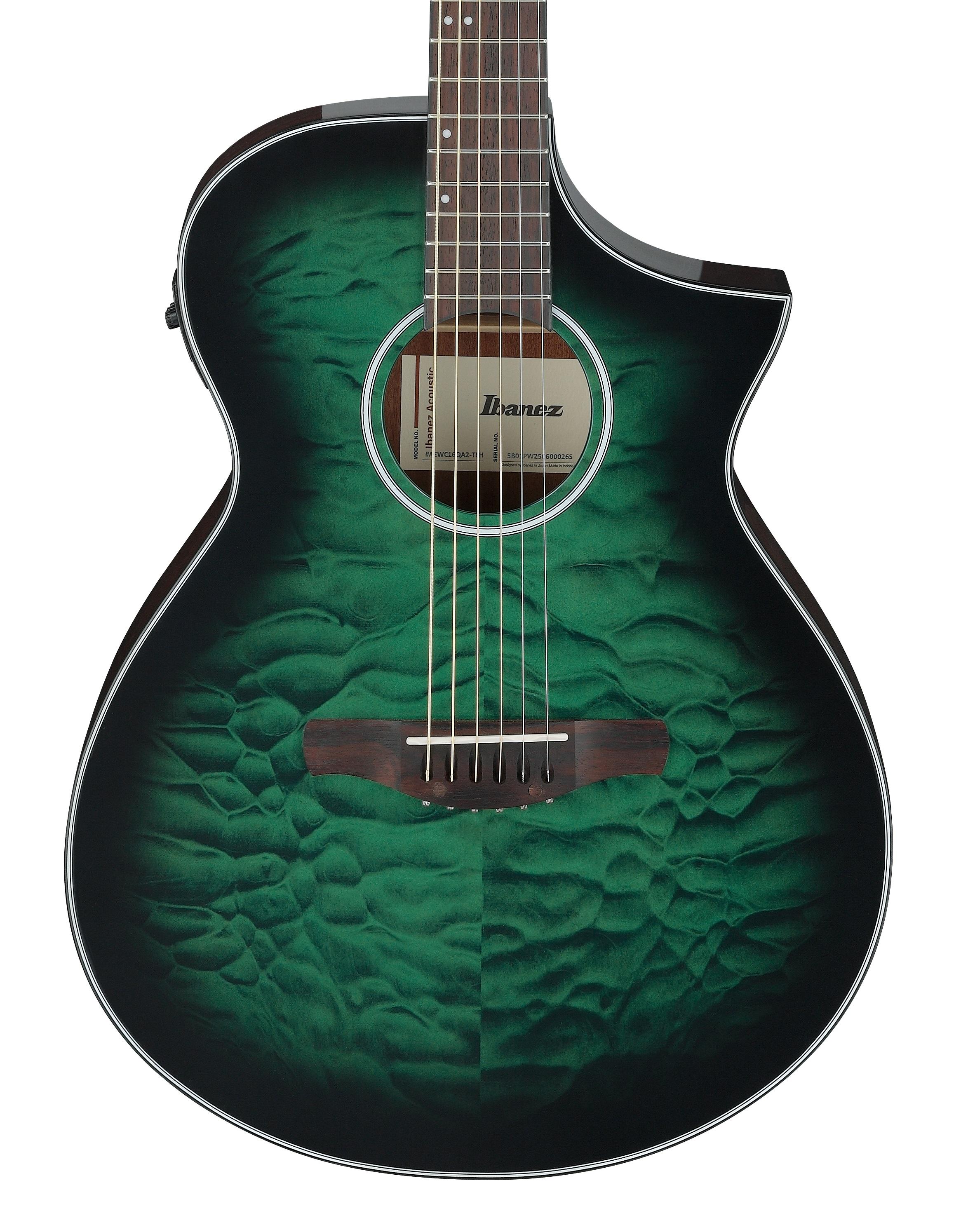 Ibanez AEWC16QA-TEH Electro Acoustic Guitar in Transparent Emerald Burst High Gloss - AEWC16QA_TEH_5B_01_F.jpg