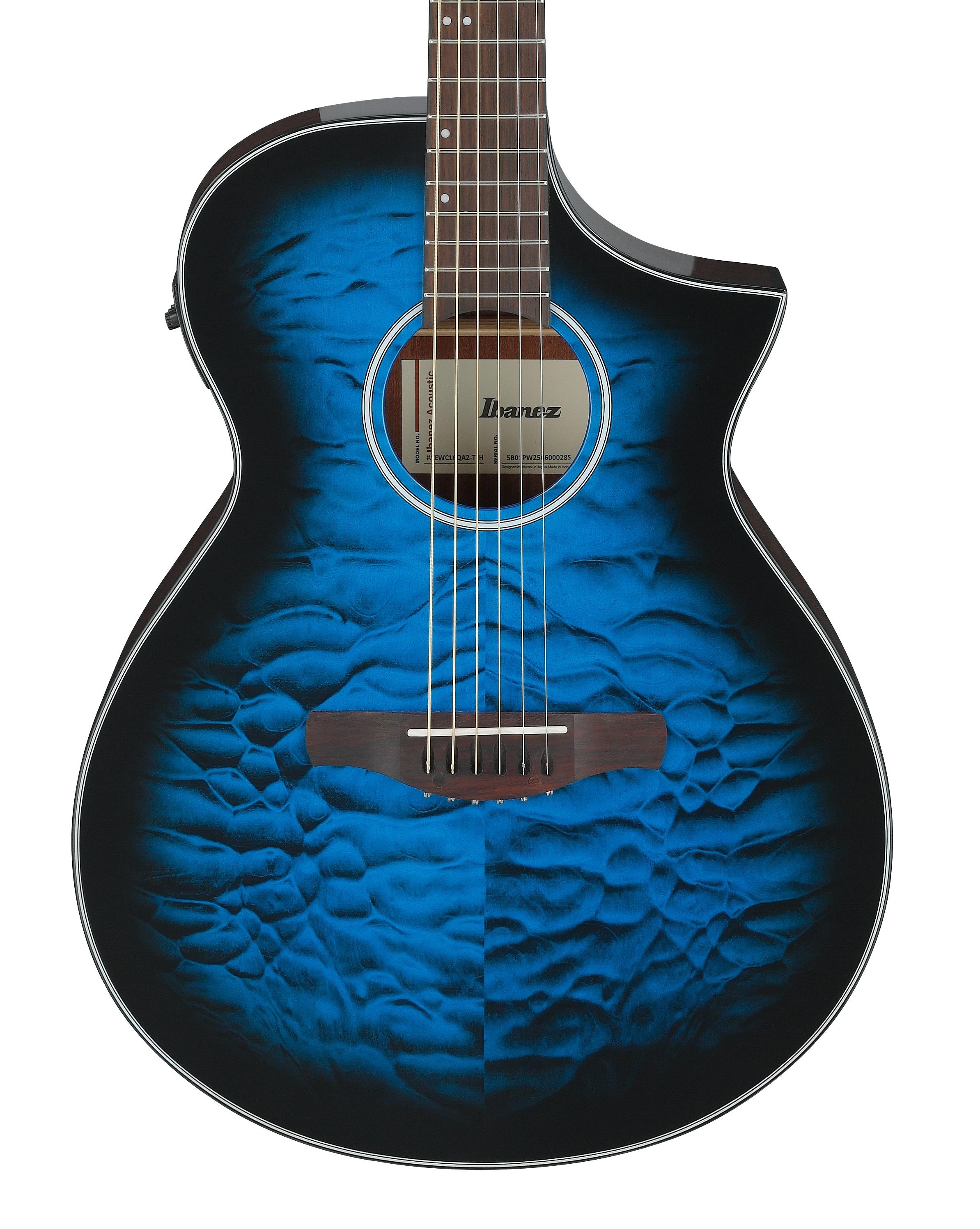 Ibanez AEWC16QA-TLH Electro Acoustic Guitar in Transparent Blue Sunburst High Gloss - AEWC16QA_TLH_5B_01_F.jpg