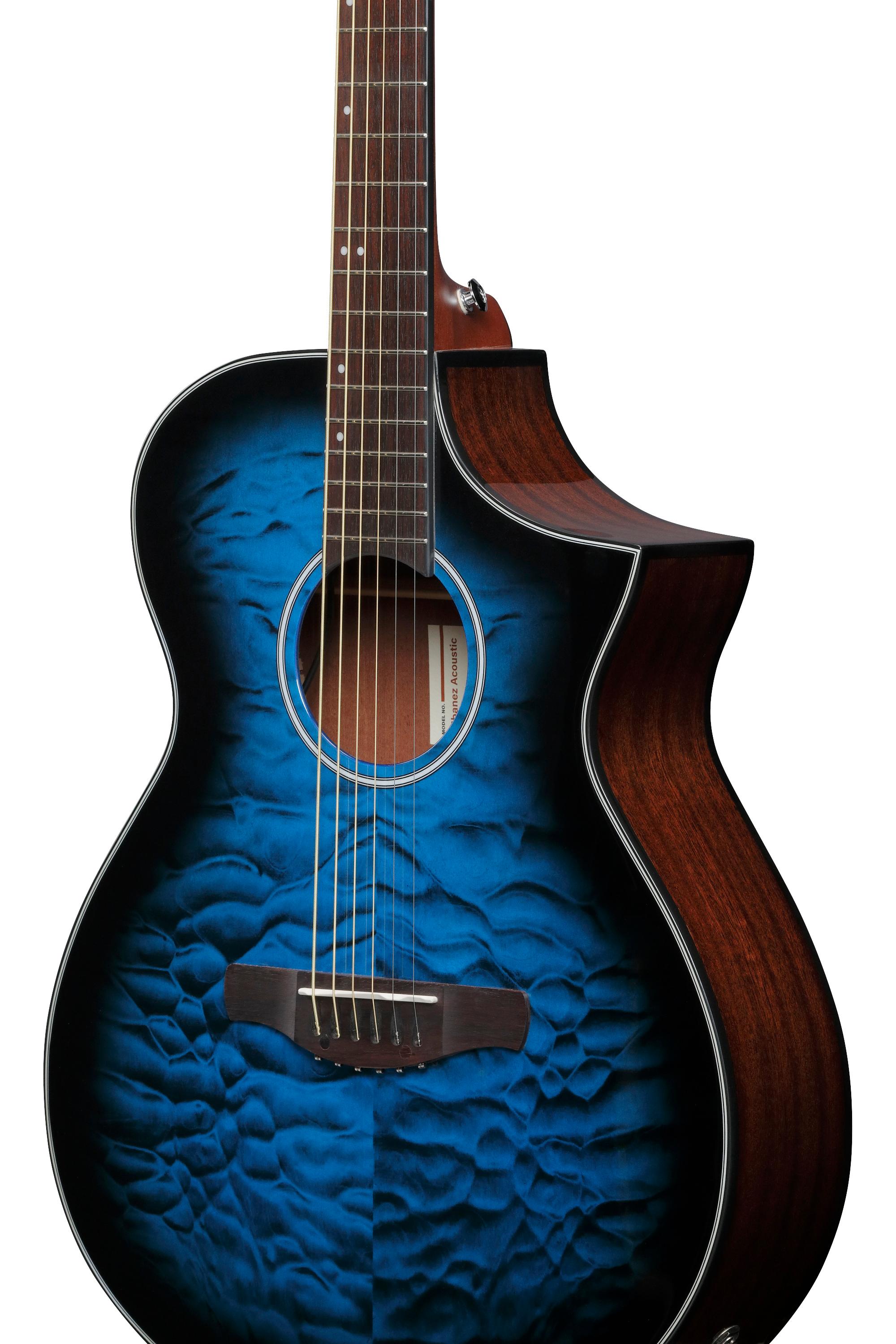 Ibanez AEWC16QA-TLH Electro Acoustic Guitar in Transparent Blue Sunburst High Gloss - AEWC16QA_TLH_5B_01_H.jpg