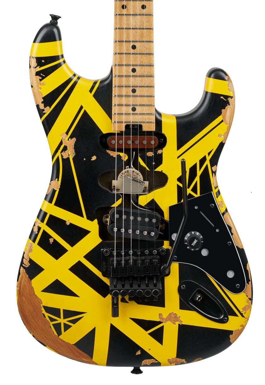 EVH Striped Series Frankenstein Frankie in Black with Yellow