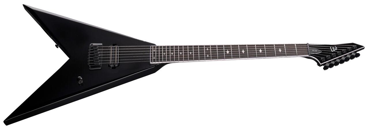 ESP LTD Jack Simmons Signature JS-7 Baritone 7-String Electric Guitar in Black - JS-7 BARITONE_BLK_ANGLED_compressed.jpg
