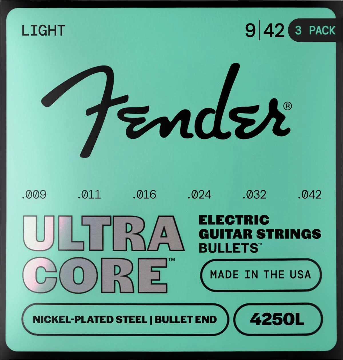 Fender UltraCore Bullets 4250 Nickel-Plated Steel Guitar Strings 9-42 (3-Pack) - 0733250603-3.jpg
