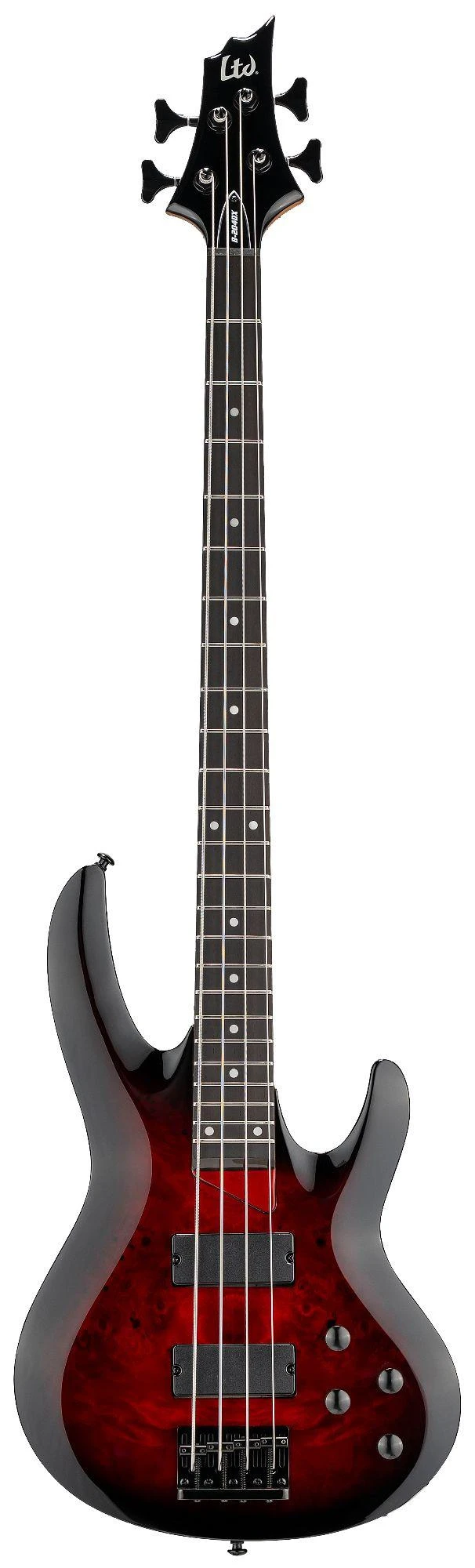 ESP LTD B-204DX Bass Guitar in Red Burst - B-204DX_REDB_FRONT_compressed.jpg