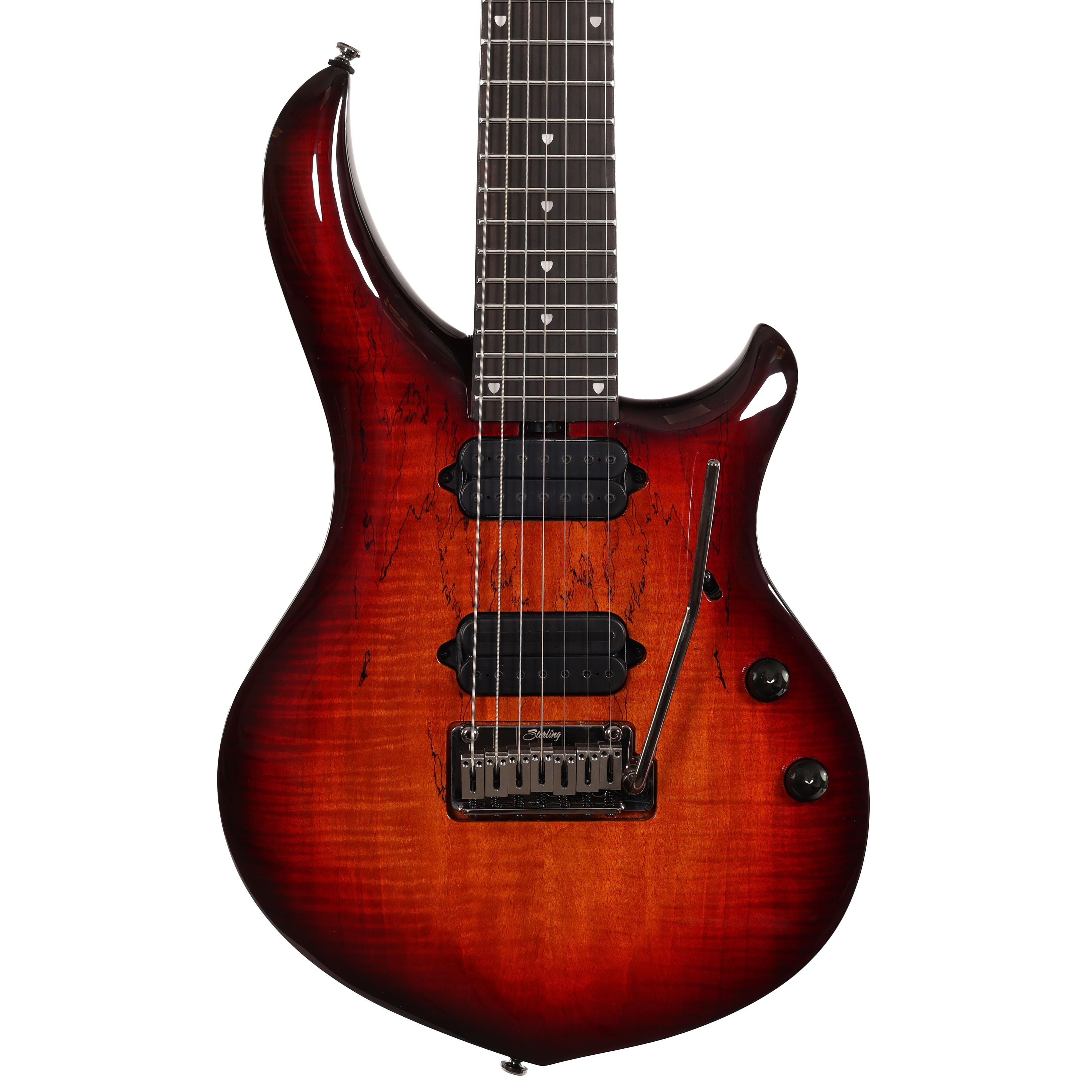 B Stock : Sterling by Music Man Majesty MAJ270X Spalted Maple Blood Orange Burst 001 - B-STMAJ270X-0001 (2).jpg