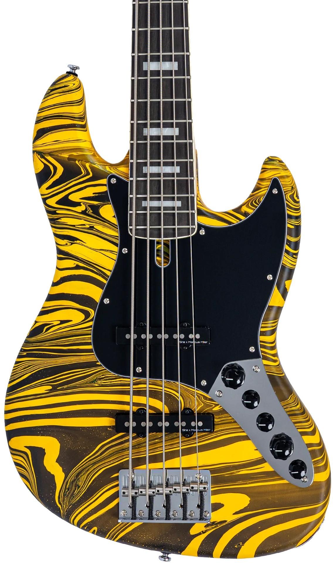 Sire V7 Alder 5 New Gen 5-String Bass Guitar in Yellow Swirl
