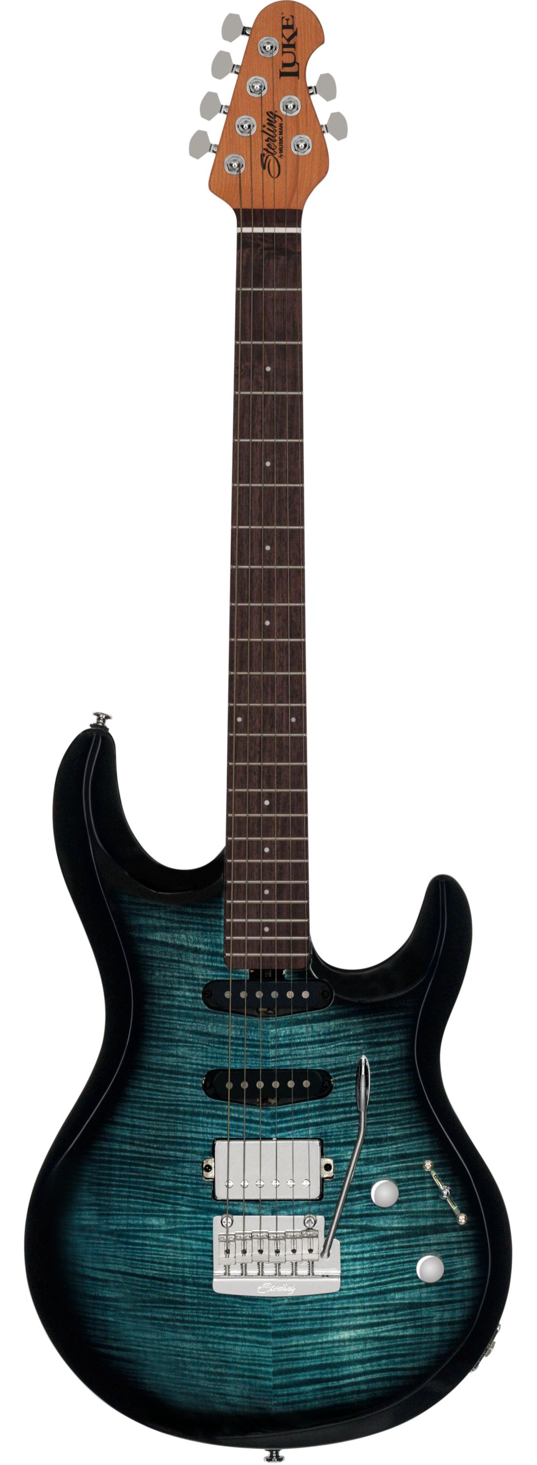 Sterling by Music Man Luke HSS Electric Guitar in Yucatan Blue - STLK100HSSYUBR2C-Front.jpg