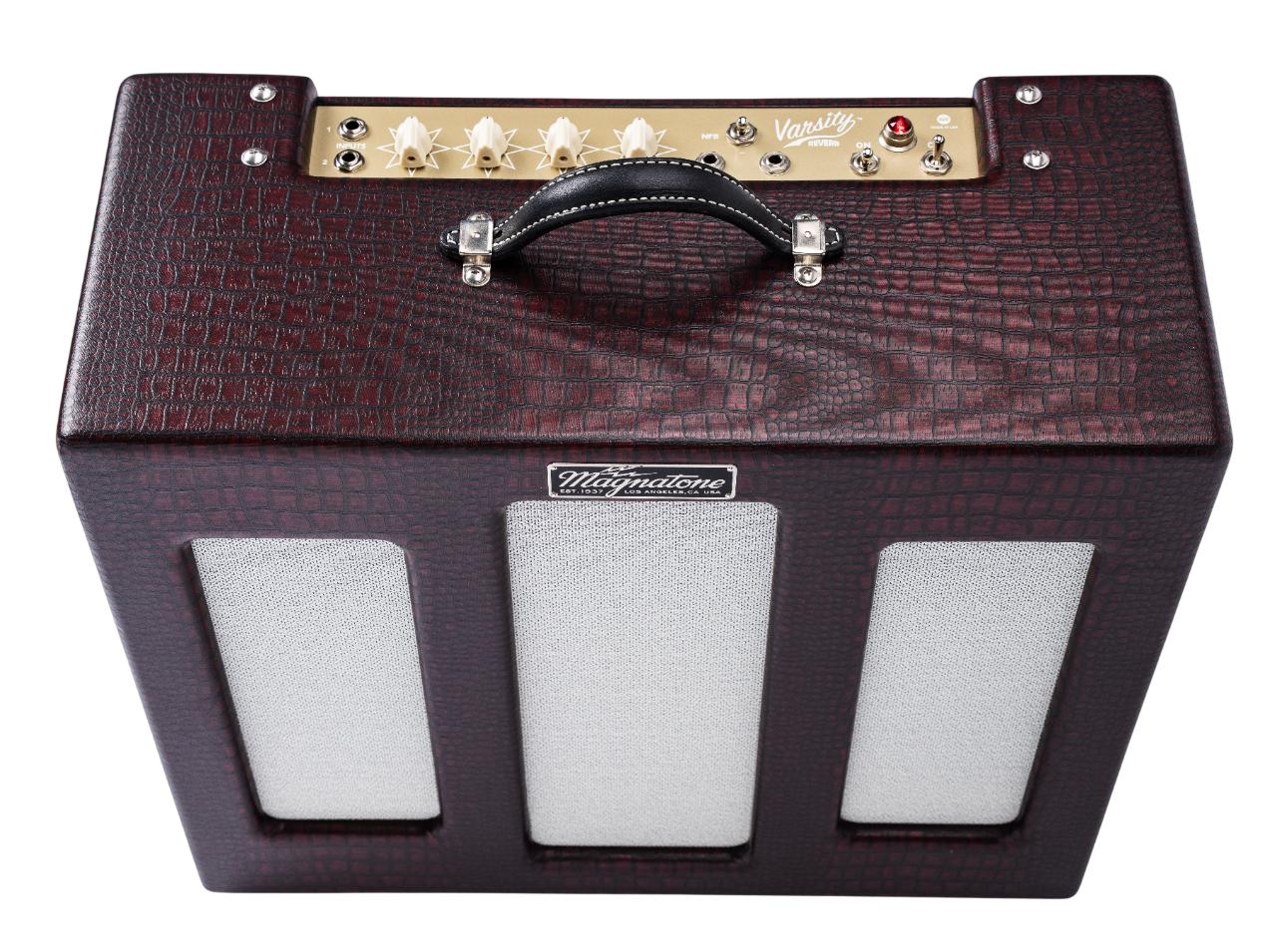 Magnatone Varsity Reverb Guitar Valve Amp Combo in Burgundy - Varsity-Reverb-P2P-Burgundy-Top-Grill-.jpg