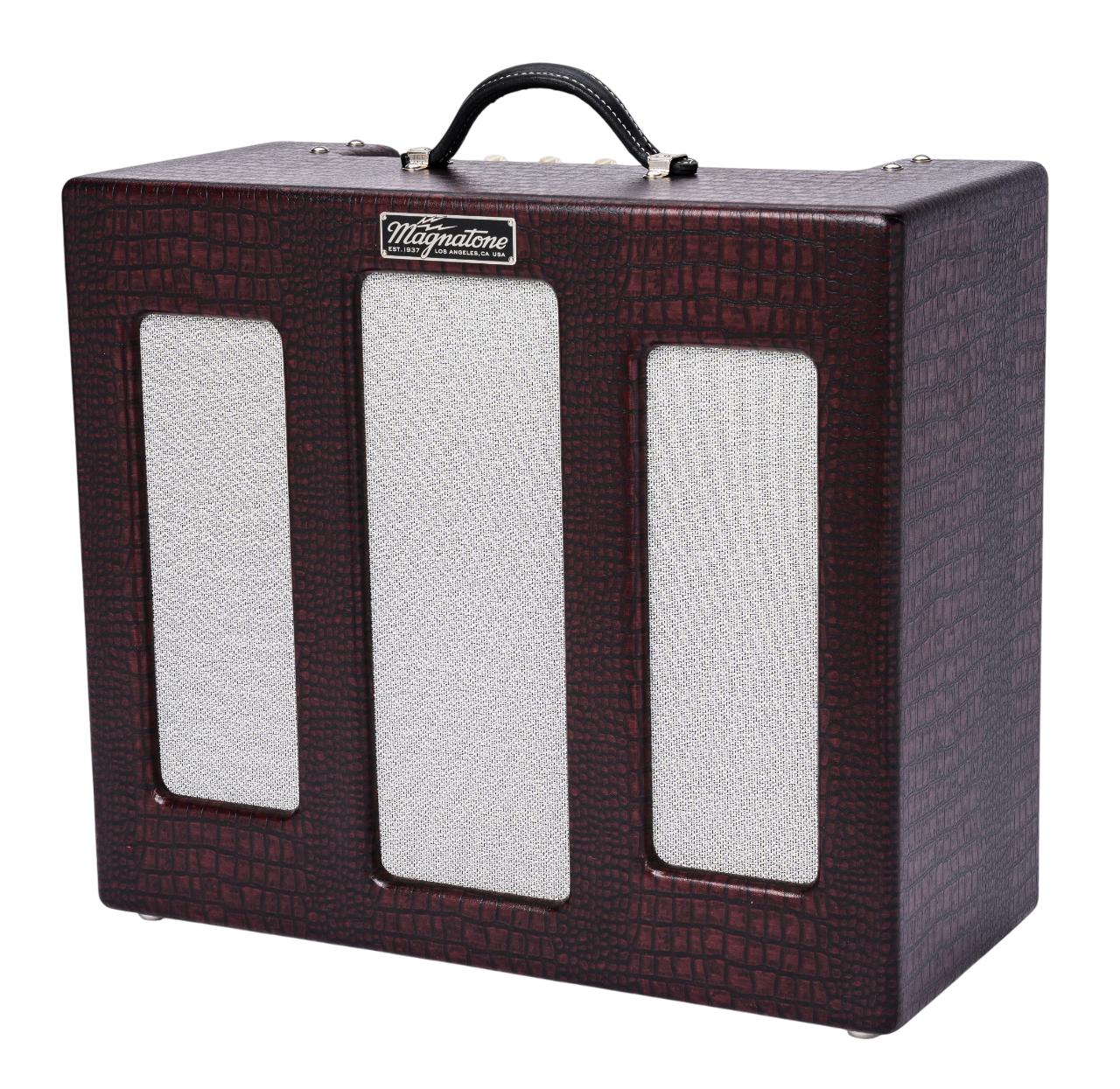 Magnatone Varsity Reverb Guitar Valve Amp Combo in Burgundy - Varsity-Reverb-P2P-Burgundy-Turned-Left-.jpg