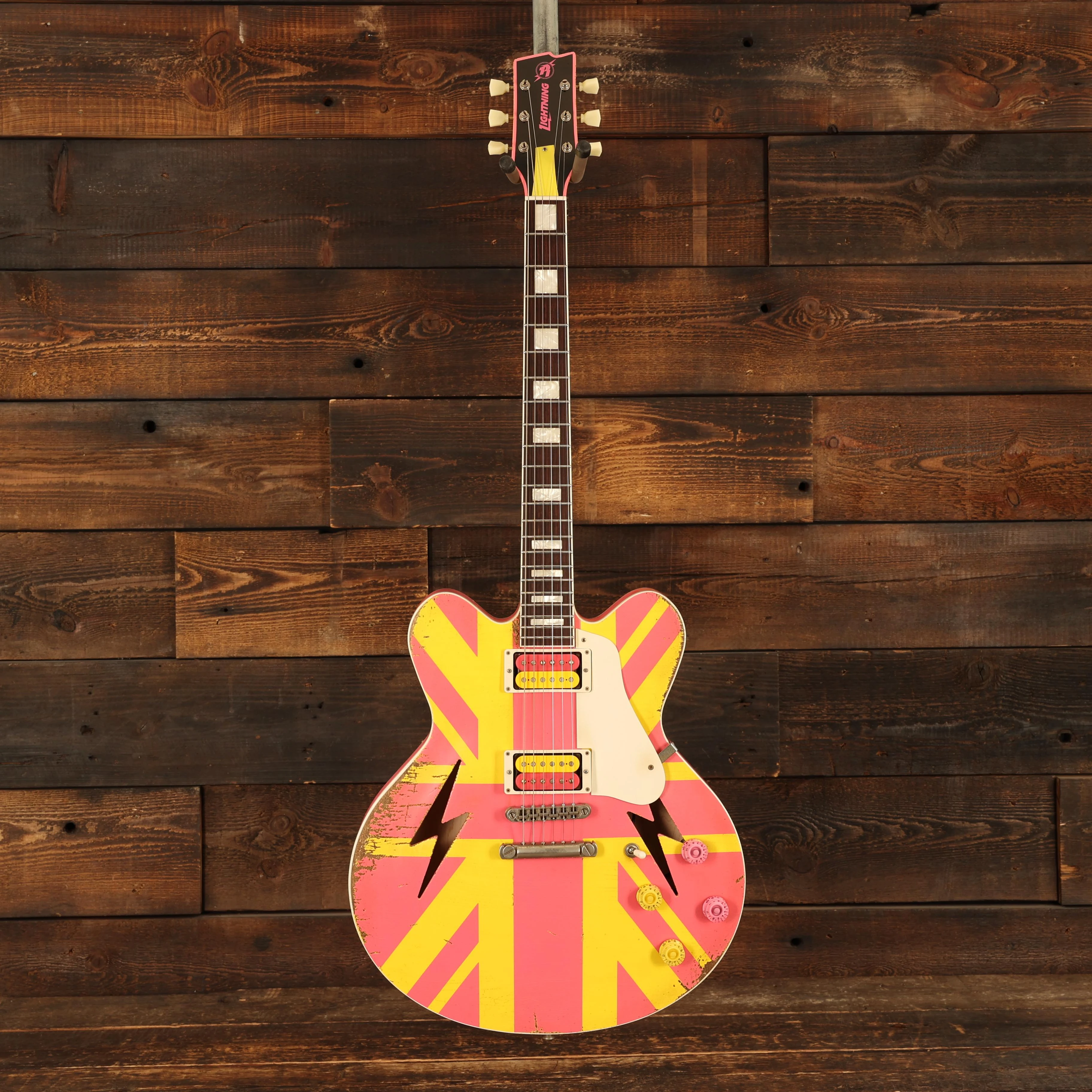 Rock N Roll Relics Lightning Custom Medium Aged in Never Mind the Finish Pink and Yellow - 251980 (4).jpg
