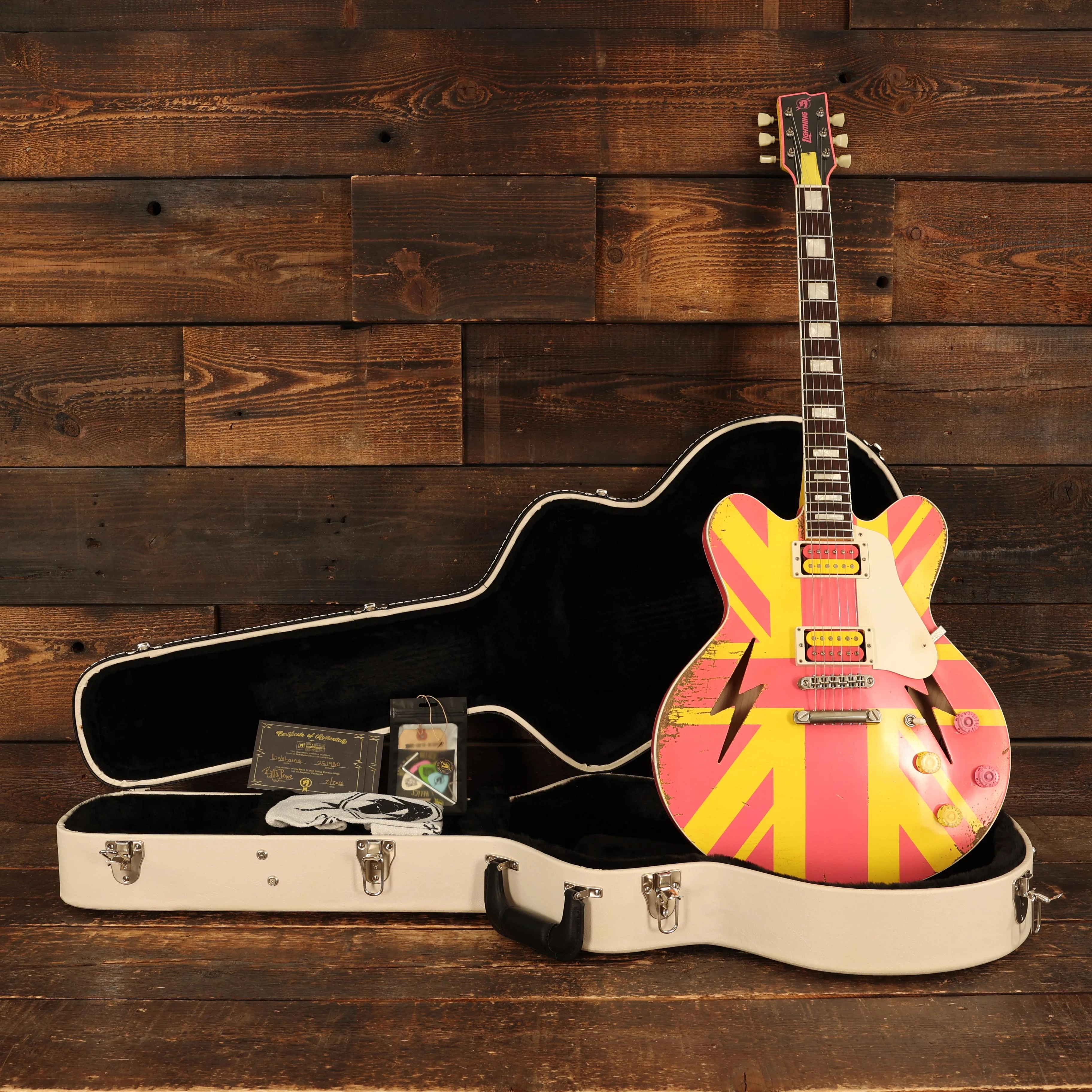 Rock N Roll Relics Lightning Custom Medium Aged in Never Mind the Finish Pink and Yellow - 251980 (15).jpg