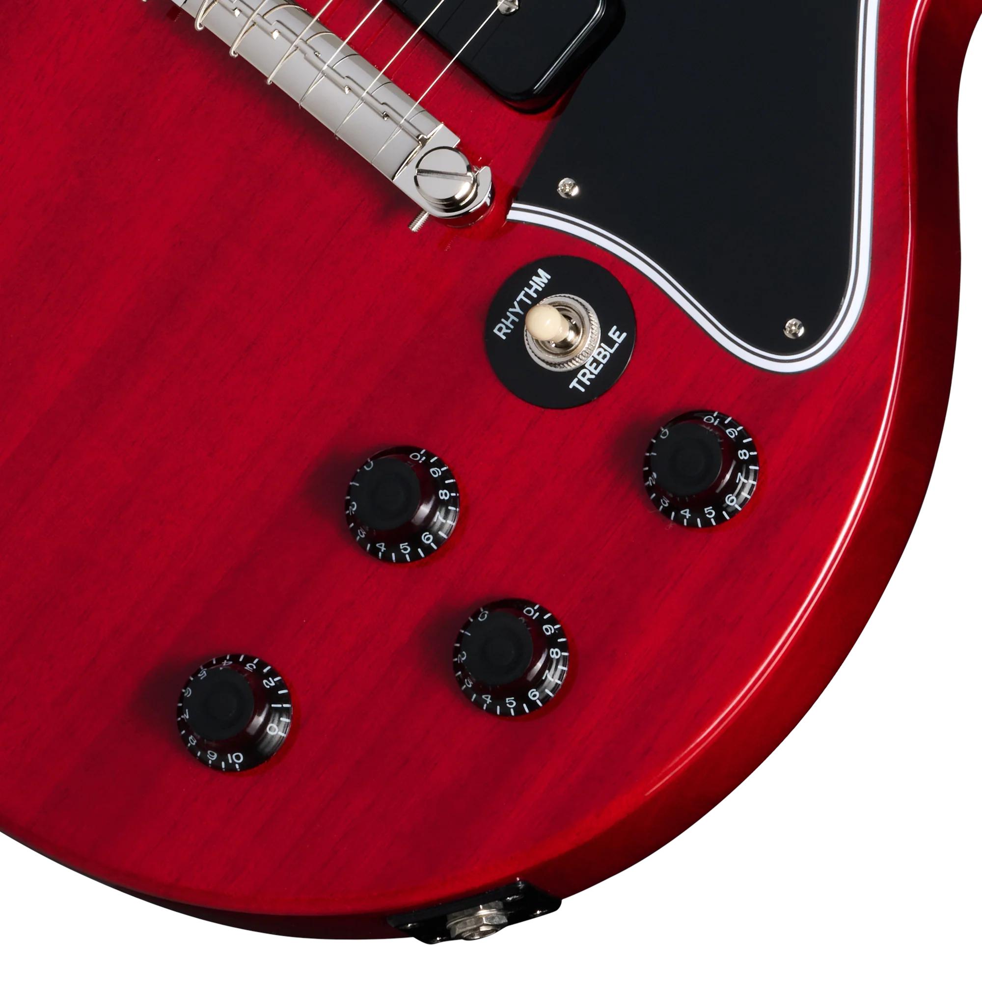 Epiphone Inspired by Gibson Les Paul Special Double Cut Electric Guitar in Cherry Red - EILSDCHNH1-New-Controls.jpg