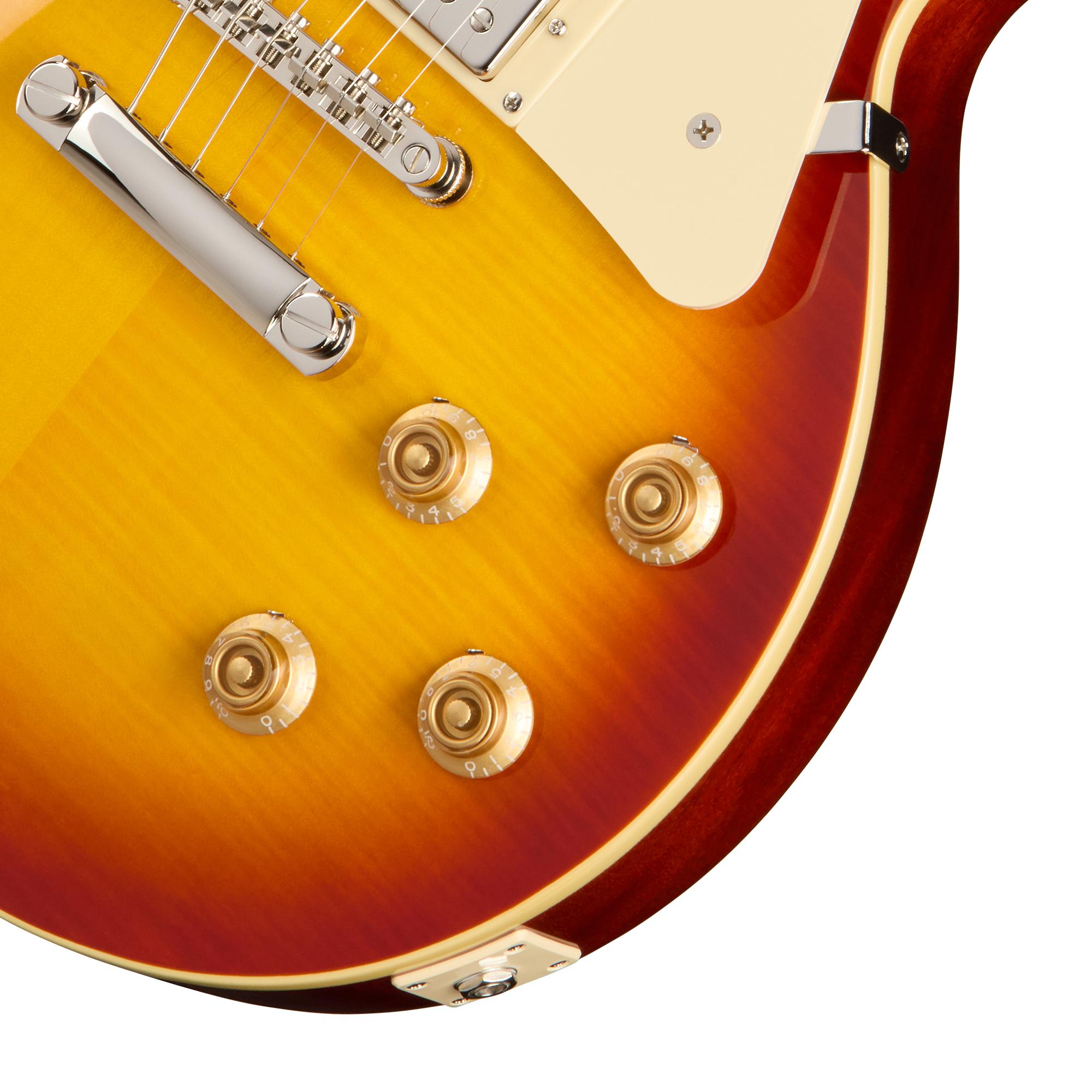 Epiphone Inspired by Gibson Les Paul Standard ‘50s Figured Electric Guitar in Washed Cherry Sunburst - EIGLP5WCNHR-Controls.jpg