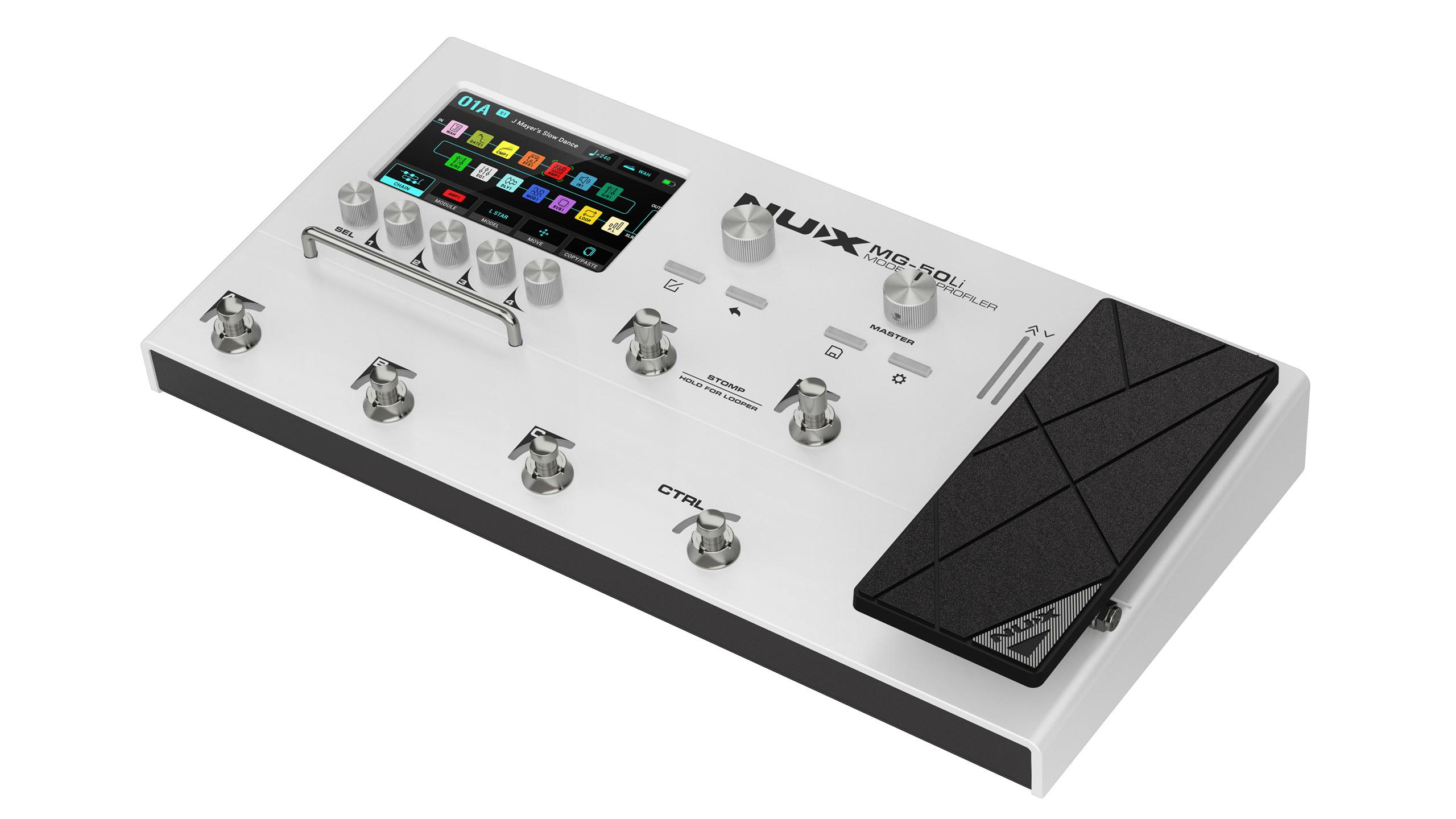 Nux MG-50Li Guitar & Bass Multi-FX Processor and Profiler with Built in Rechargeable Battery in White - MG-50_W_10.jpg