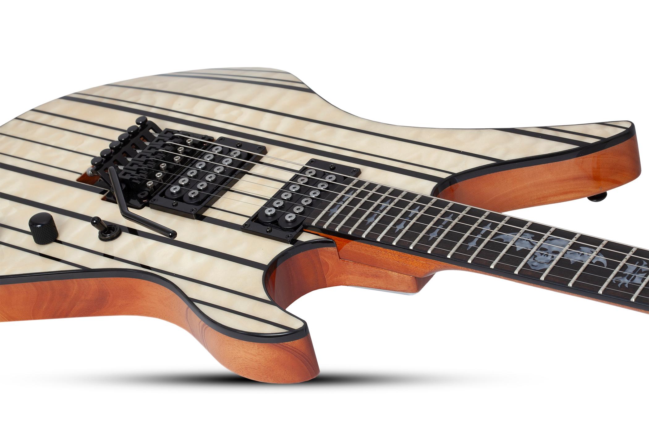 Schecter Synyster Gates Signature Standard Plus Electric Guitar in Gloss Natural with Black Pin Stripes - SCH-GTR-1752-Body-Angle-3.jpg