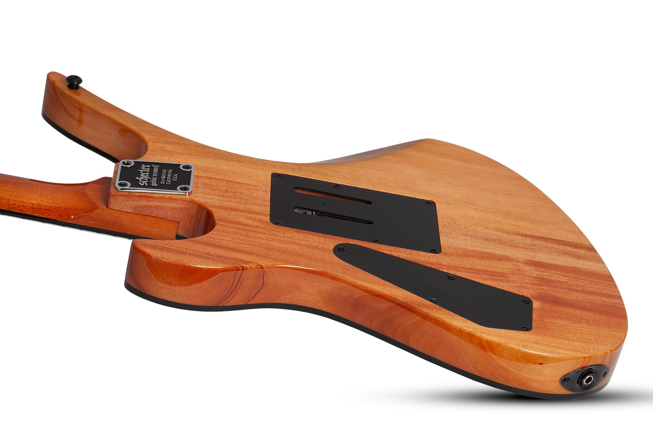 Schecter Synyster Gates Signature Standard Plus Electric Guitar in Gloss Natural with Black Pin Stripes - SCH-GTR-1752-Back-Angle.jpg