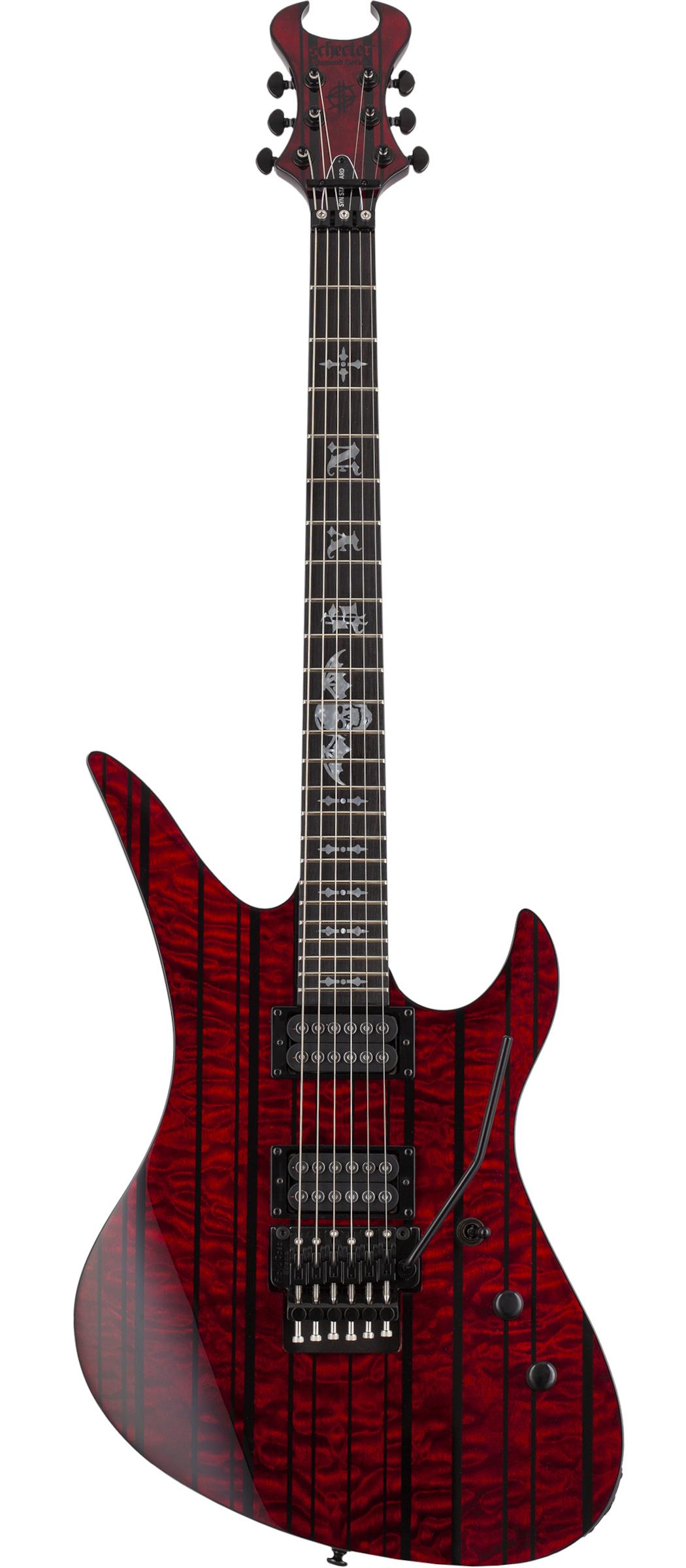 Schecter Synyster Gates Signature Standard Plus Electric Guitar in Deep Red with Black Pin Stripes - SCH-GTR-1753-Front.jpg