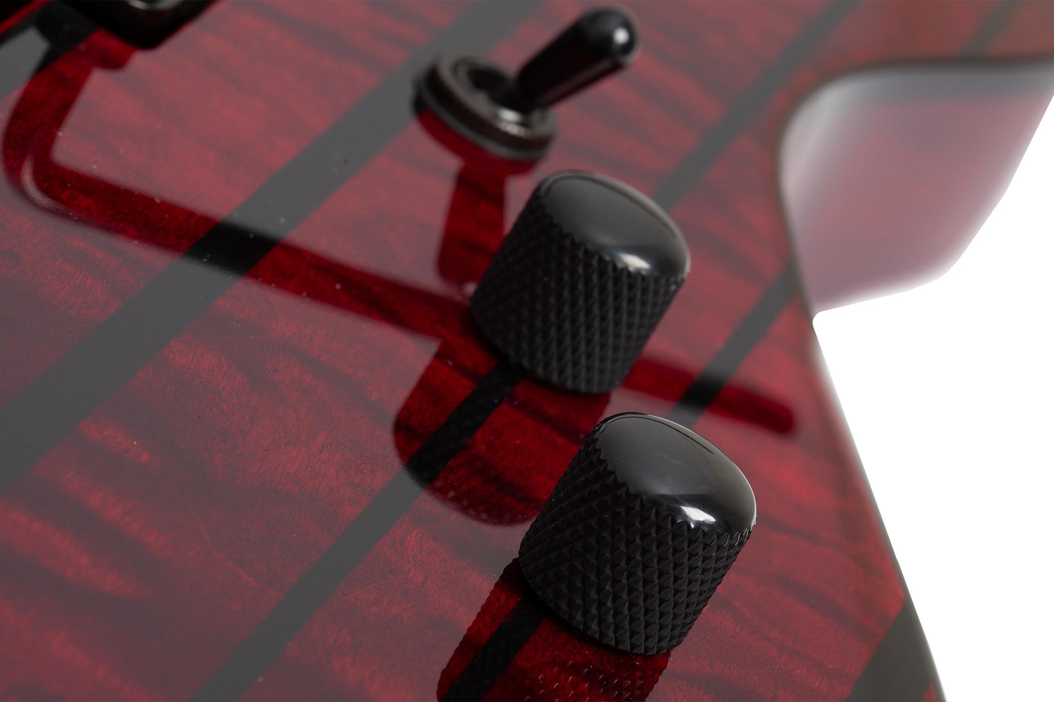 Schecter Synyster Gates Signature Standard Plus Electric Guitar in Deep Red with Black Pin Stripes - SCH-GTR-1753-Controls.jpg