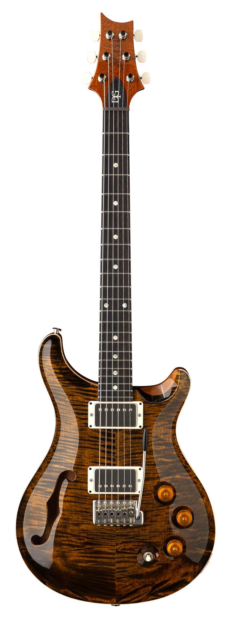PRS DGT Semi-Hollow David Grissom Signature Electric Guitar in Tiger Eye with Bird Inlays - DGT Semi-Hollow Moons Tiger Eye.jpg