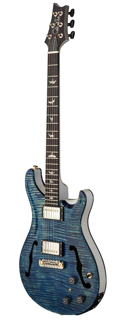 PRS Hollowbody II Piezo 10 Top Electric Guitar in River Blue Pearl - Hollowbody II Piezo River Blue Pearl_3quarters.jpg