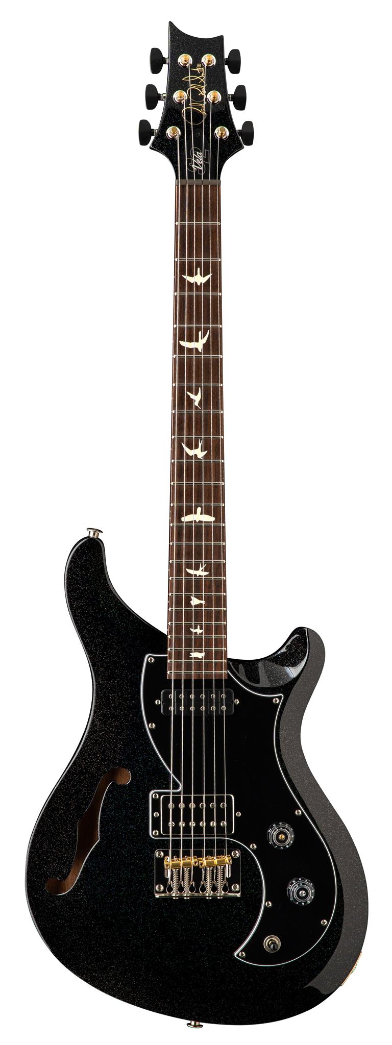 PRS S2 Vela Semi-Hollow Electric Guitar in Black Rainbow Holoflake - 112826BH-Front.jpg