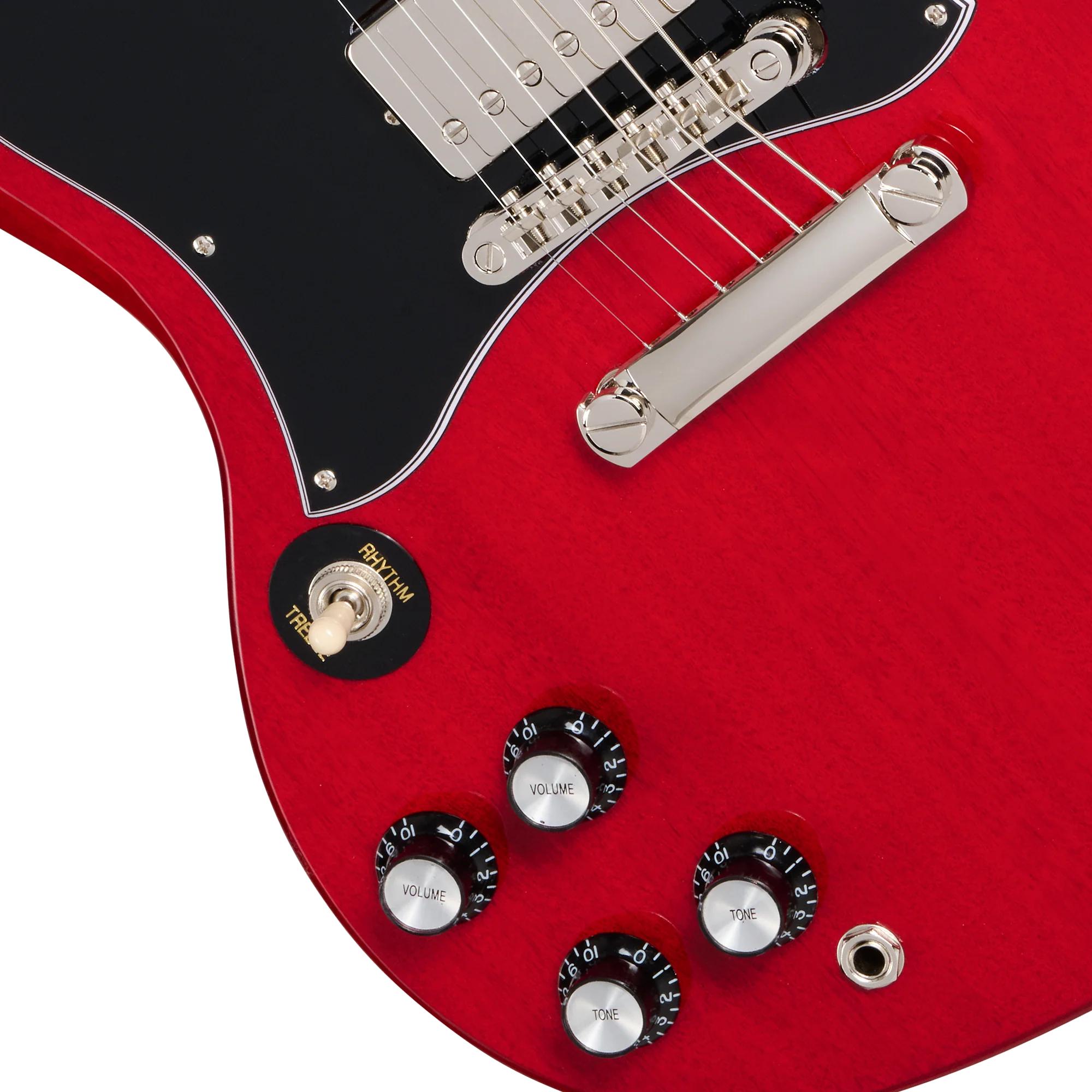 Epiphone Inspired by Gibson SG Standard Left Handed Electric Guitar in Cherry - EIGSGSCHNHRL-Controls.jpg