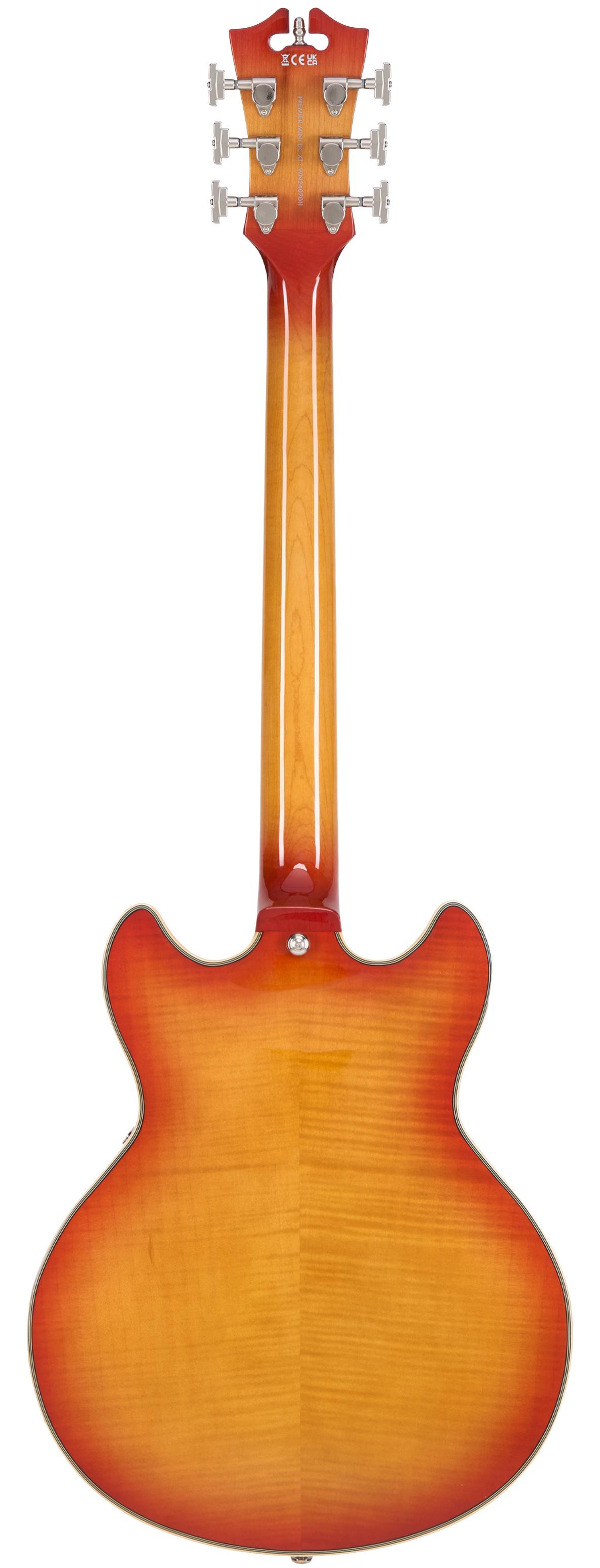 D’Angelico Premier Mini DC XT Semi-Hollow Electric Guitar in Honey Burst - DAPMDCXTHNBNS-WR.jpg