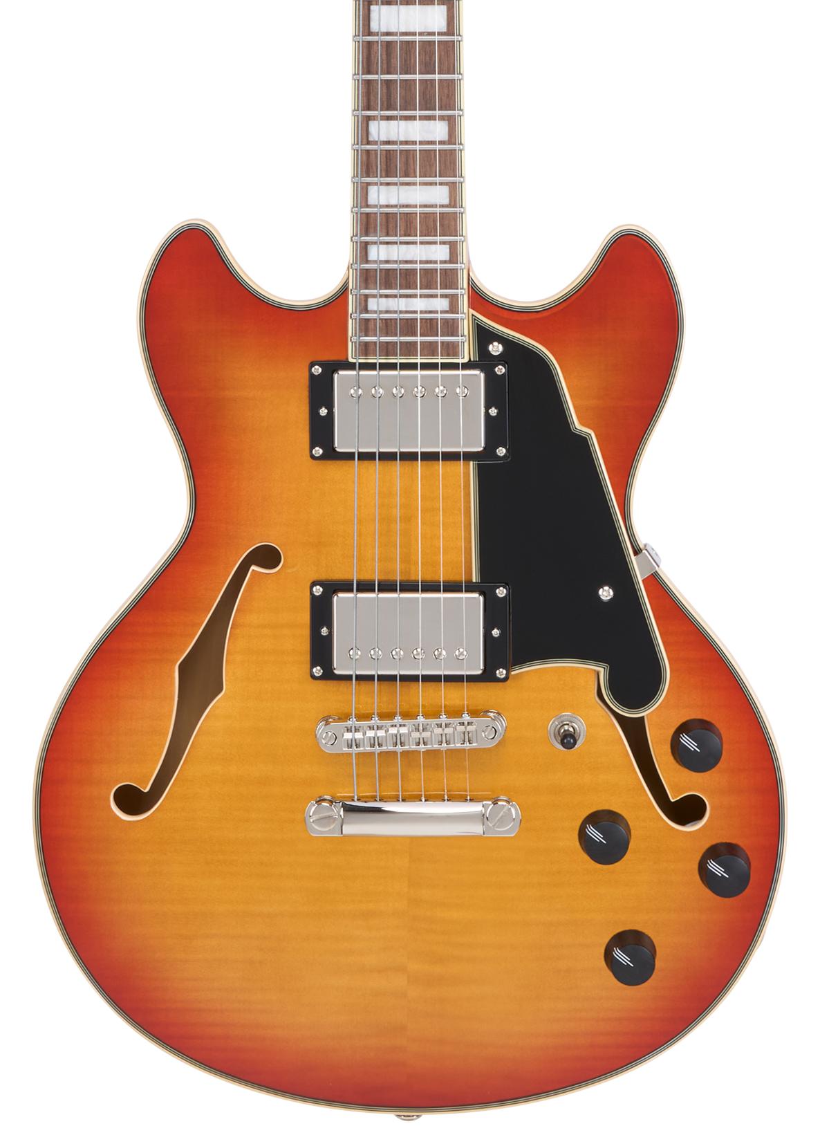 D'Angelico Premier Mini DC XT Semi-Hollow Electric Guitar in Honey