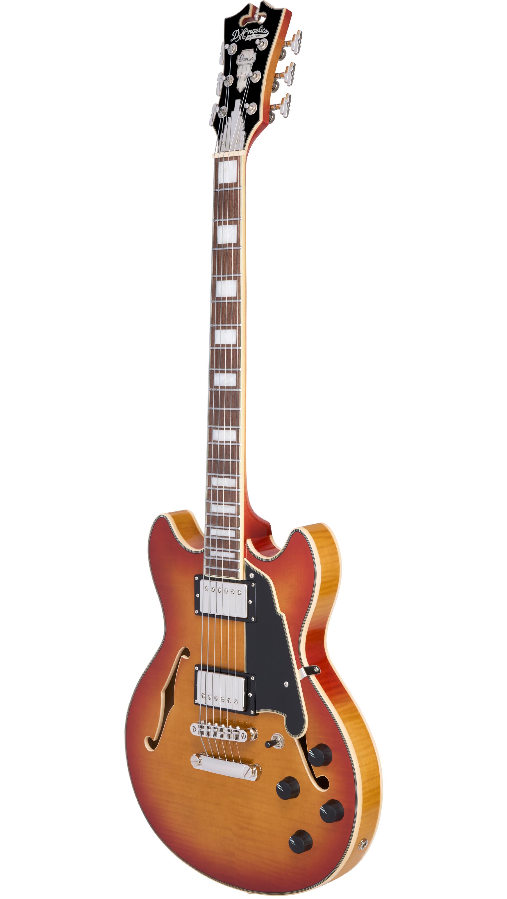 D'Angelico Premier Mini DC XT Semi-Hollow Electric Guitar in Honey