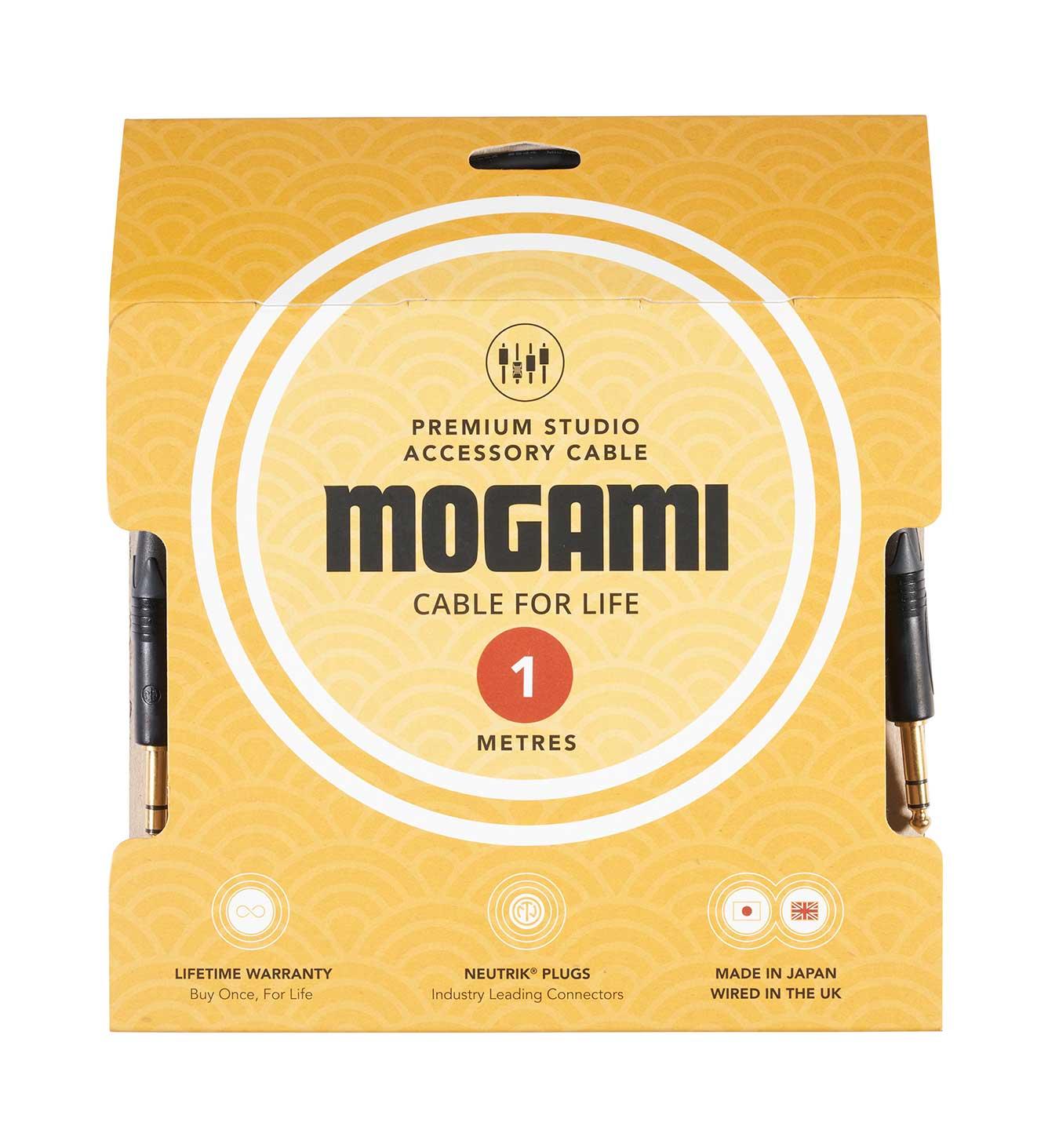 Mogami 2534 Quad Neglex 1m Cable Terminated with Neutrik Black and Gold TRS 1/4″ Jack - Mogami 1m TRS - TRS Jack Cable with Neutrik Black and Gold Connectors.jpg